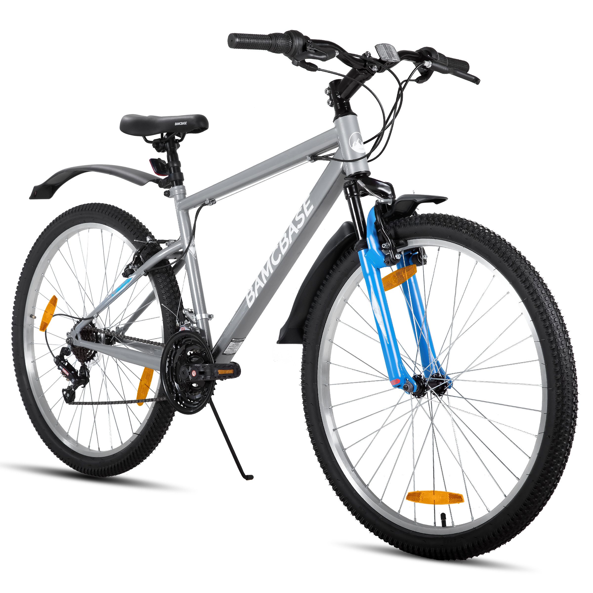 HILAND Mountainbike 26/27 Zoll Herren Damen Studenten fahrräder, Gelände Pendlerfahrräder, Mit 18 Gang, Doppel-V-Bremsen, stoßdämpfender Federgabel, Schutzblech