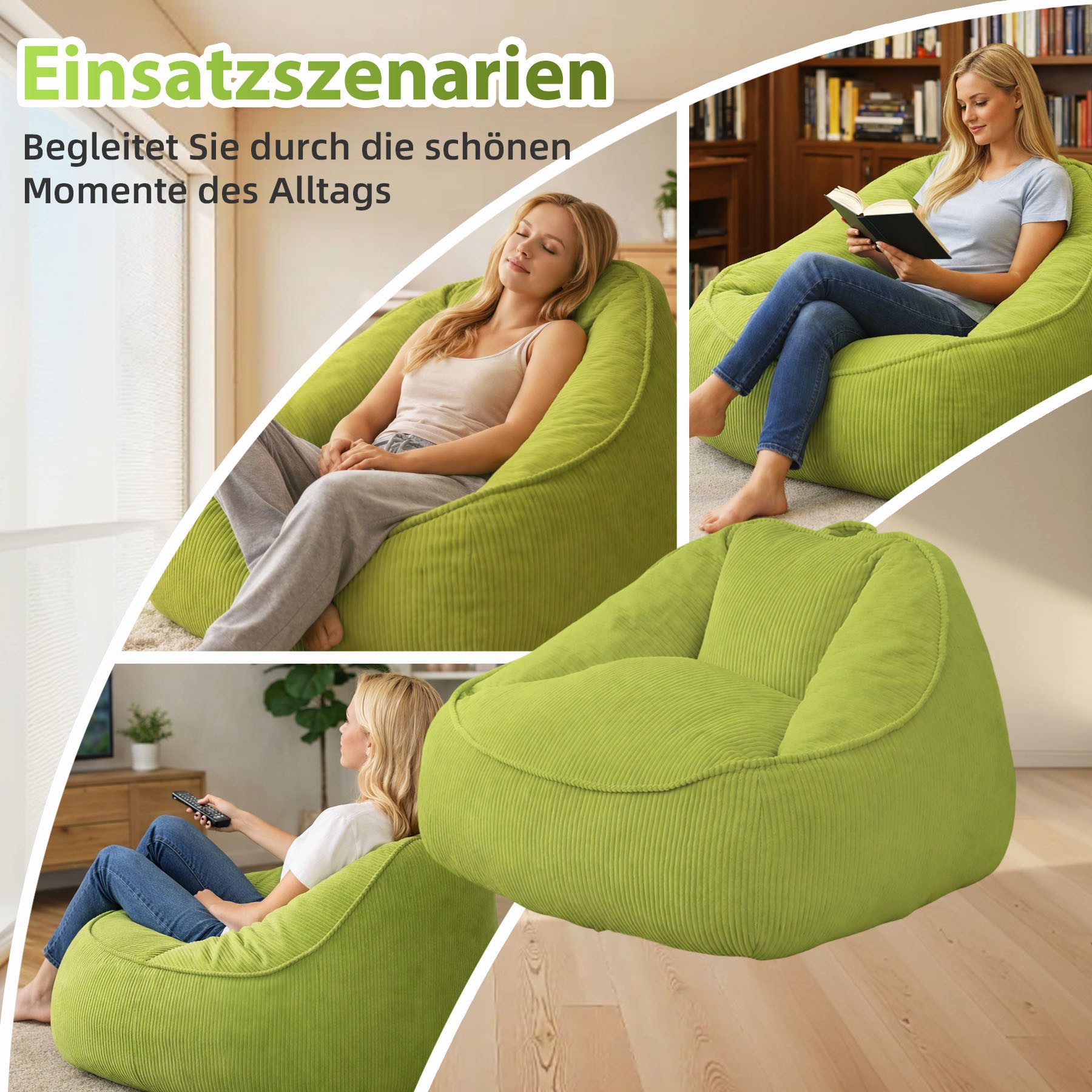 HomeMiYN Sitzsack Weicher Riesen Sitzsack aus Cord – Sessel fürs Wohnzimmer „Birne“ – Bild 4 von 5