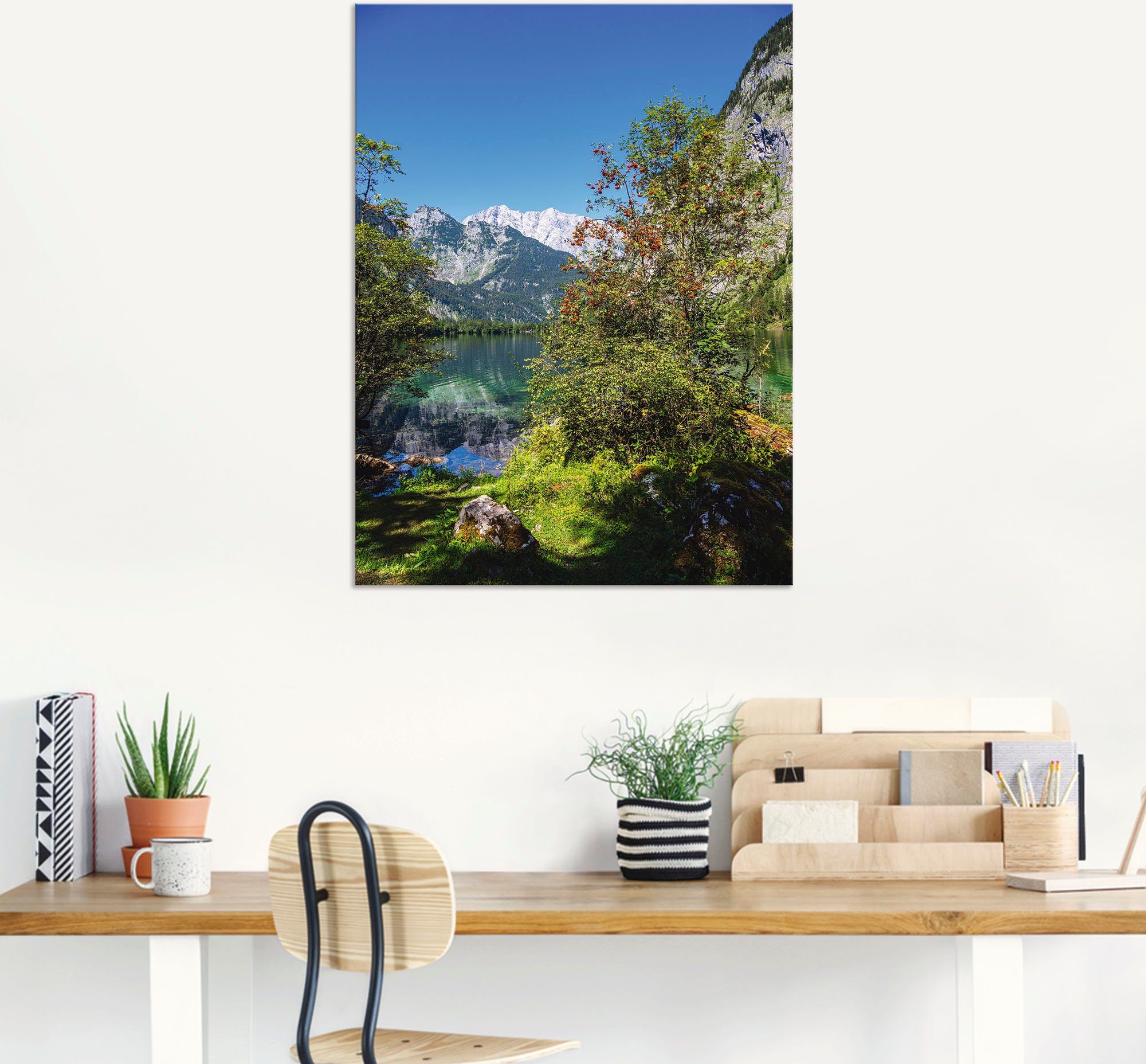 Artland Wandbild den Obersee, Wandaufkleber als Seebilder Größen St), versch. Blick Leinwandbild, auf (1 in oder Poster Alubild
