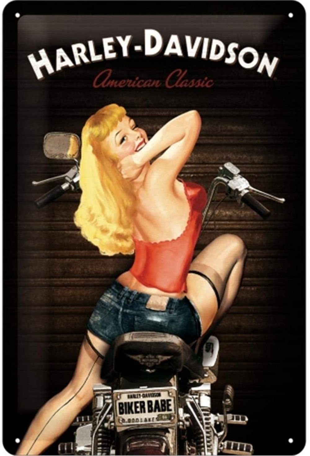 Nostalgic-Art Metallschild Blechschild 20 x 30cm - Harley-Davidson - Biker Babe