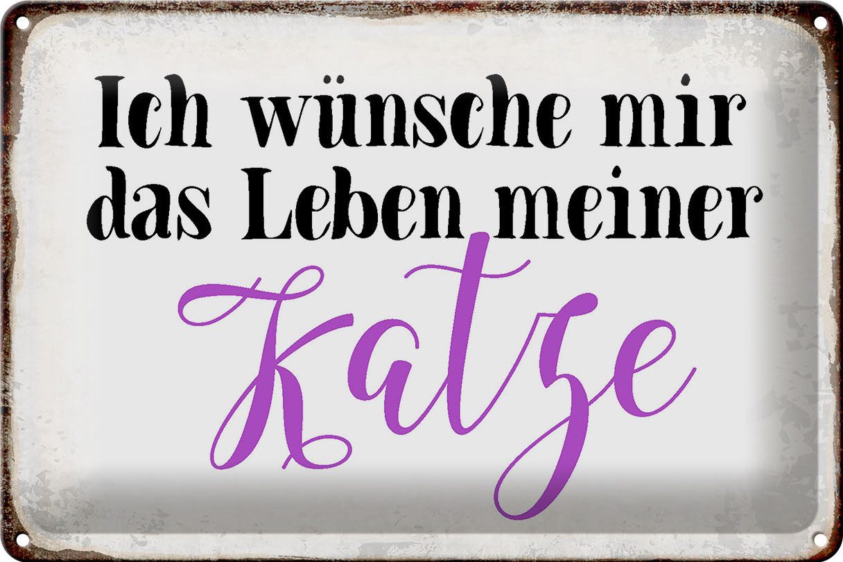 Metallschild Schild Blech 30x20cm - Made in Germany - Spruch wünsche mir Leben mein