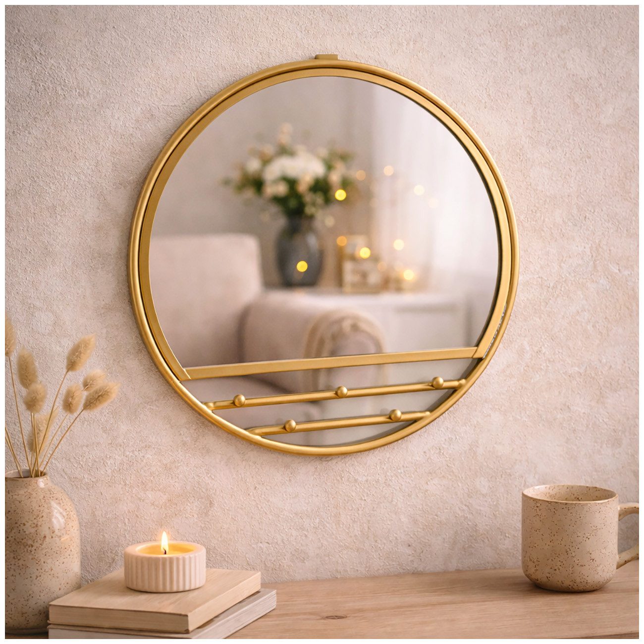 HTI-Line Dekospiegel Wandspiegel Viola (Stück, 1-St., 1x Spiegel, ohne Dekoration), mit 5 Haken zur Schmuckaufbewahrung. € 2,99