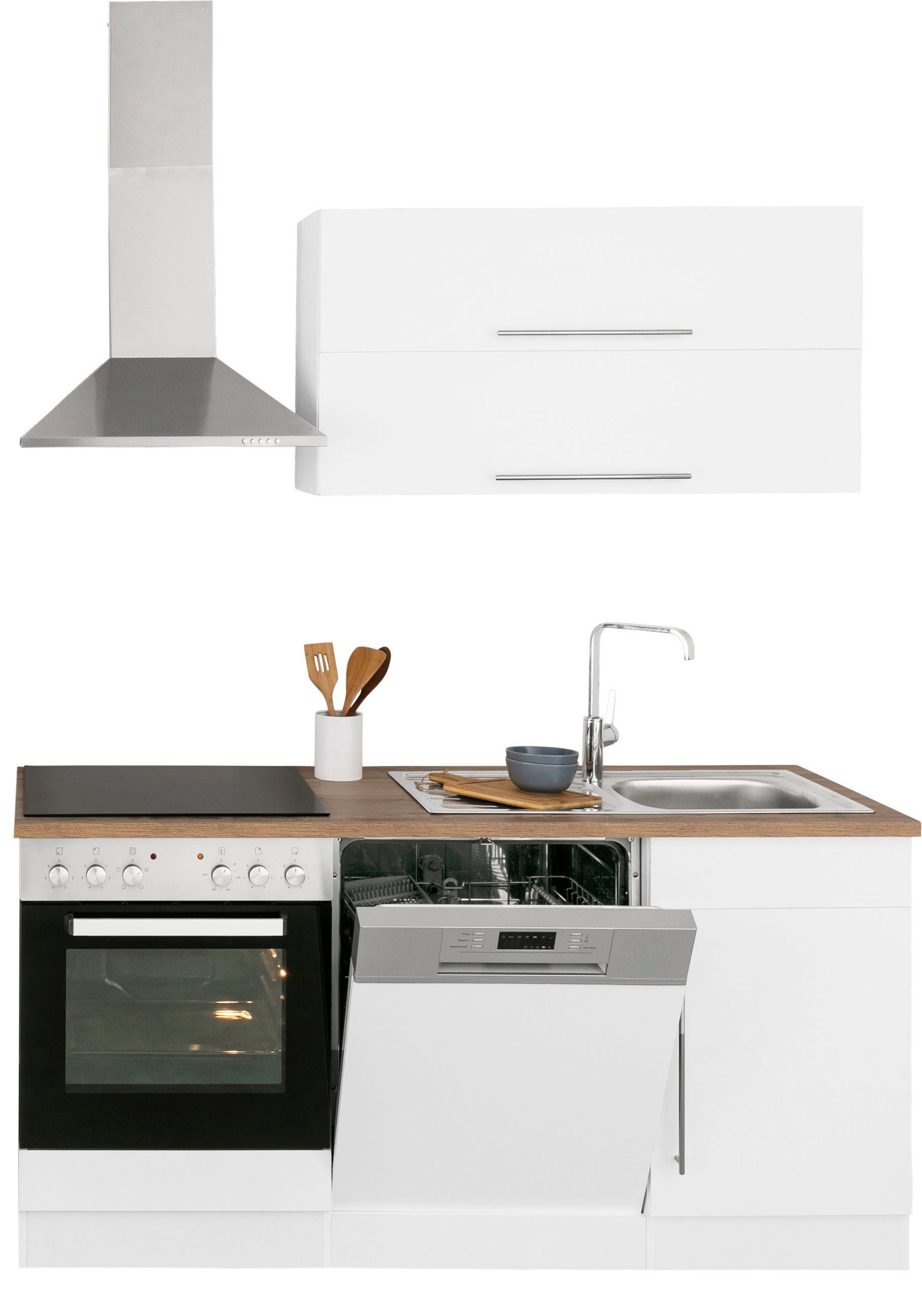 Samos, | mit weiß/wotaneichefarben cm E-Geräten, MÖBEL HELD weiß 170 Küchenzeile Breite