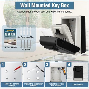 BlingBin Schlüsseltresor Schlüsselbox mit Beleuchteten Zahlencode Aussen Schlüsselsafe (1er Set, 1-St., 1 Fachboden), Wasserdicht Robust Schlüsselbox Groß Schlüsselkasten