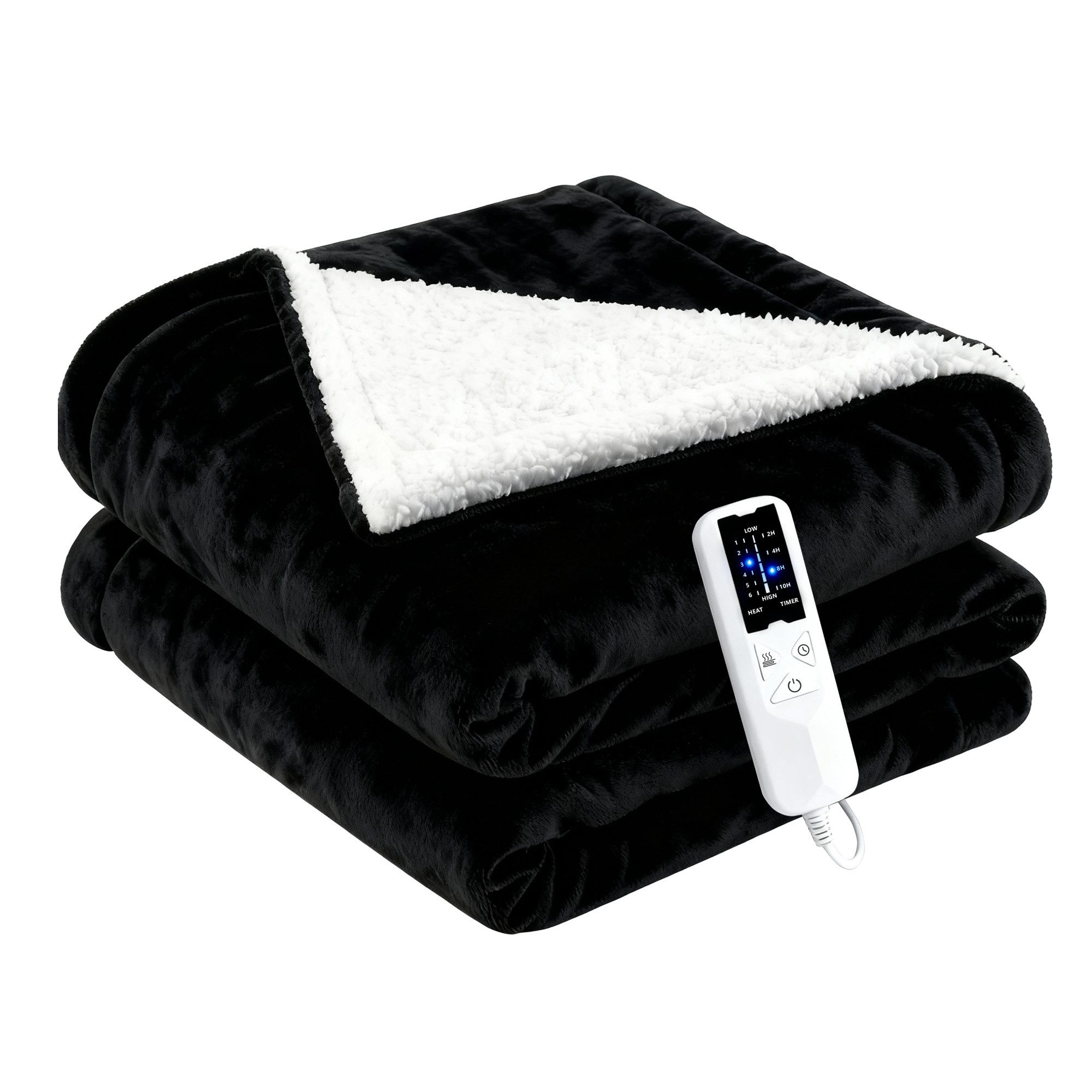 ZMH Heizdecke 180/200cm mit 6 Temperaturstufen Kuscheldecke mit Timer Digitalanzeige, 6 Temperaturstufen