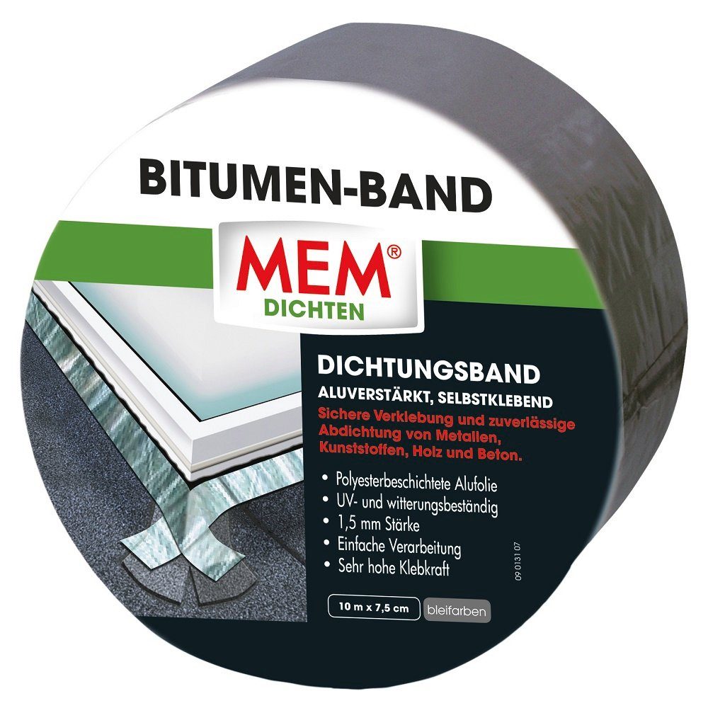 MEM Bauchemie Dichtungsband MEM Bitumenband Bleifarben 7,5cmx10m