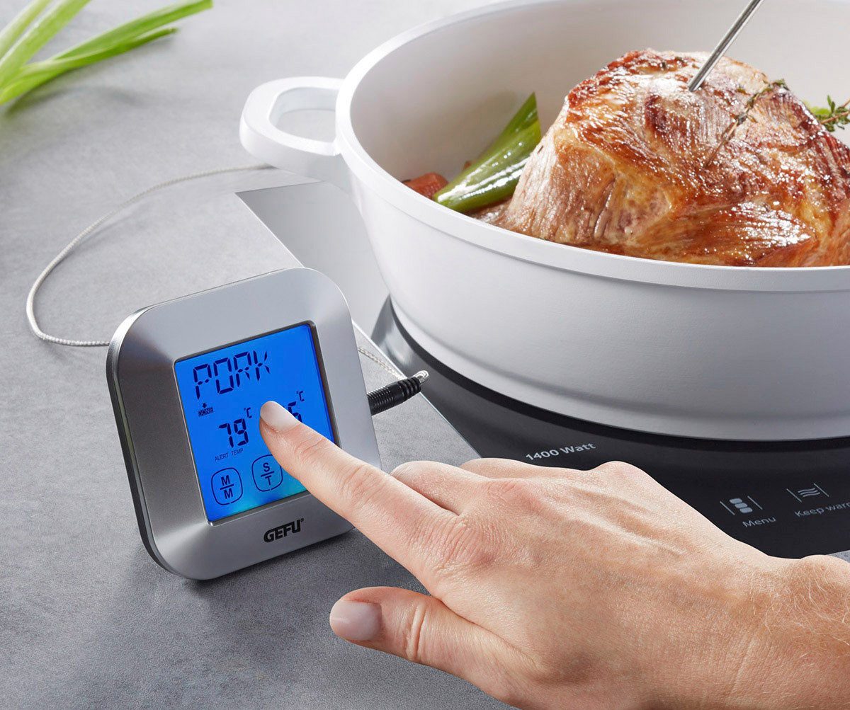 GEFU Bratenthermometer PUNTO, 2-tlg., digital, für Grill, Backofen und Herd