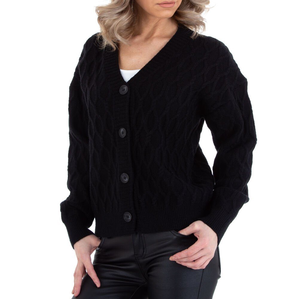 Freizeit Ital-Design Schwarz Damen in Strickpullover Strickpullover