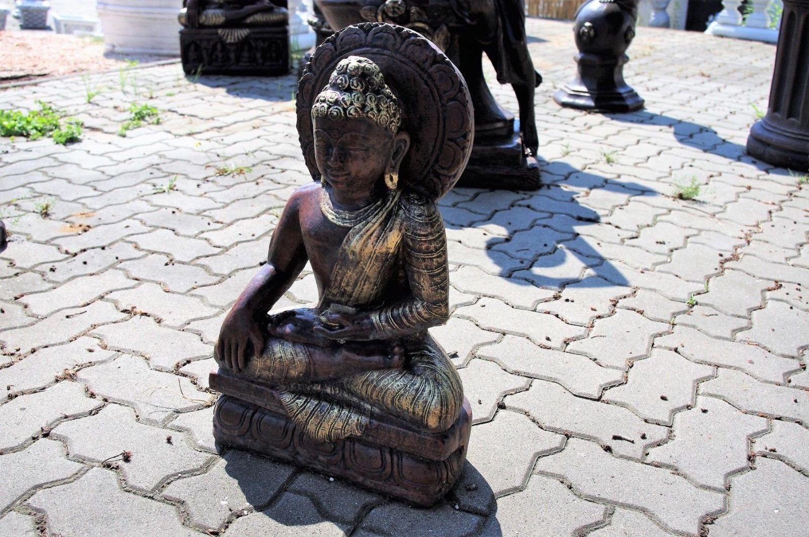 Wohndesign Buddha Bronze Feng Optik Thai x Buddha 2 Garten Kerzenhalter Gartenfigur Statue Antikes