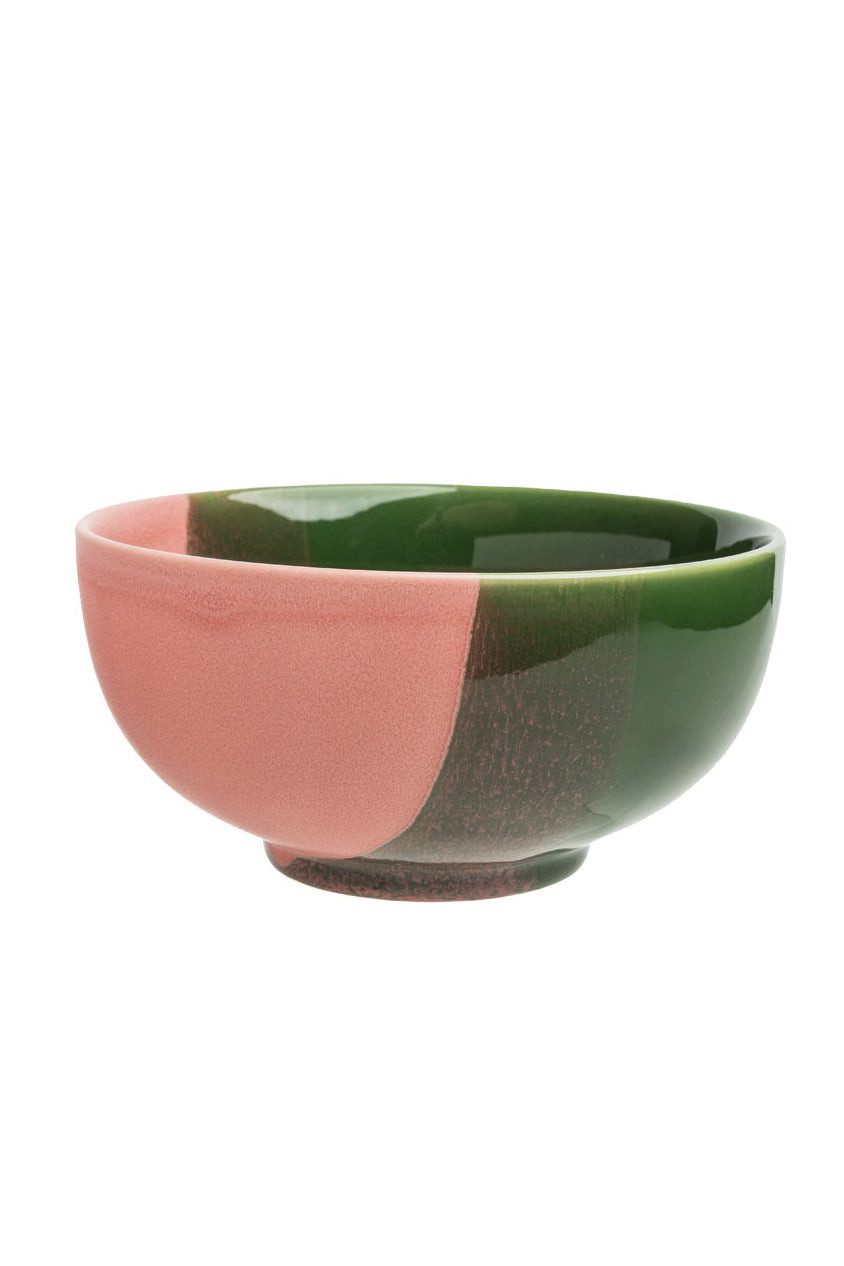 Tranquillo Schüssel Steinzeug Schale INDUSTRIAL grün/rosa Ø17 cm spülmaschinengeeignet, (Einzelartikel), Handgefertigt mit reaktiver Glasur und mikrowellengeeignet