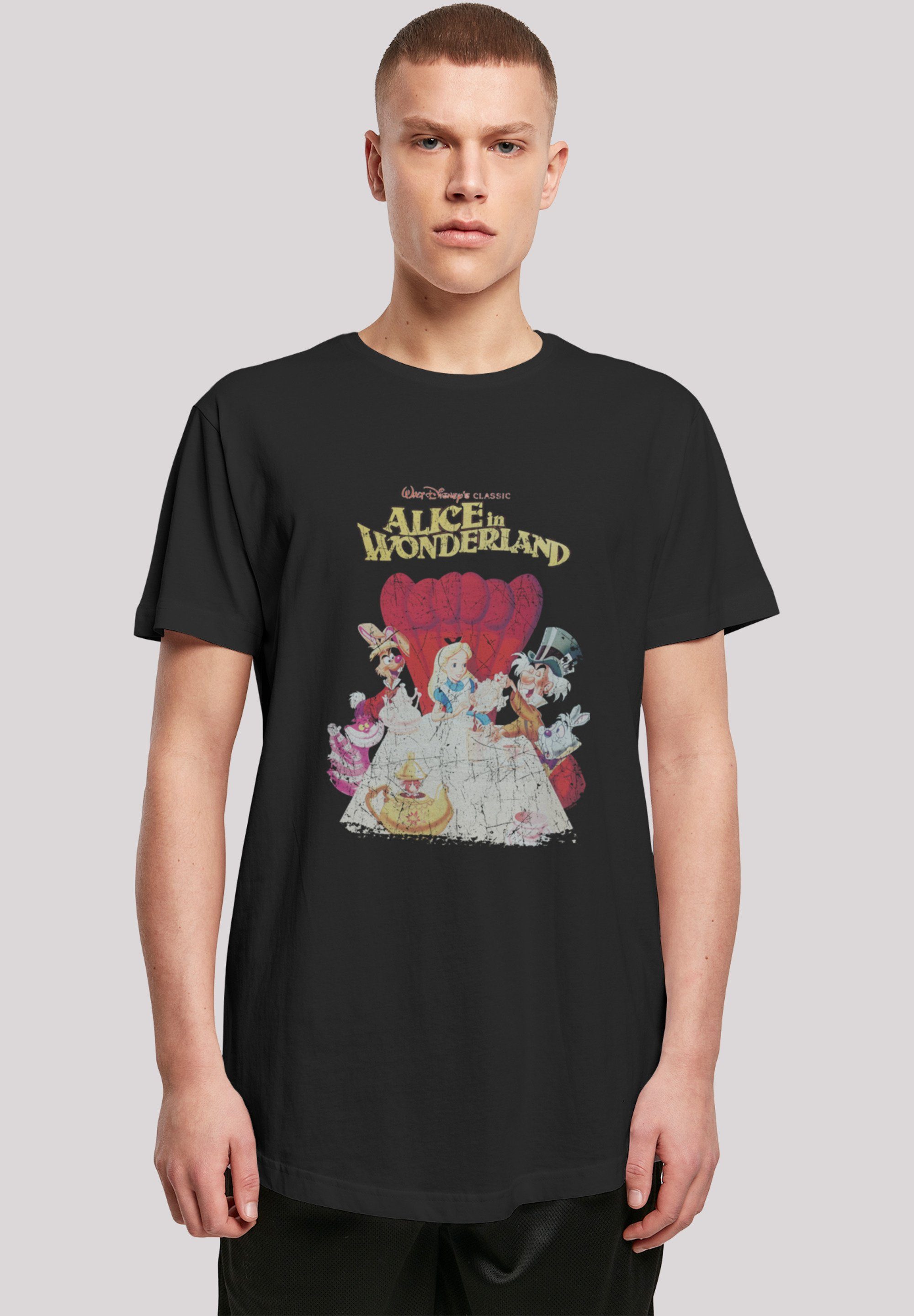 F4NT4STIC T-Shirt Long Cut T-Shirt 'Disney Alice In Wonderland Retro  Poster' Herren,Premium Merch,Lang,Longshirt,Bedruckt