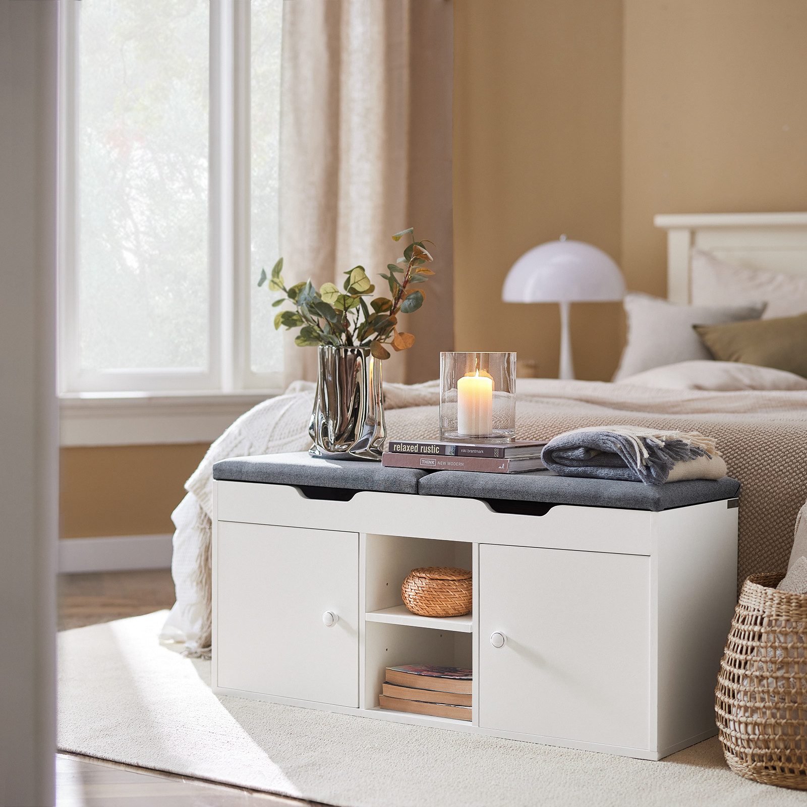 SoBuy Schuhbank FSR96, Sitzbank mit Zwei Sitzkissen Garderobenbank Truhenba günstig online kaufen