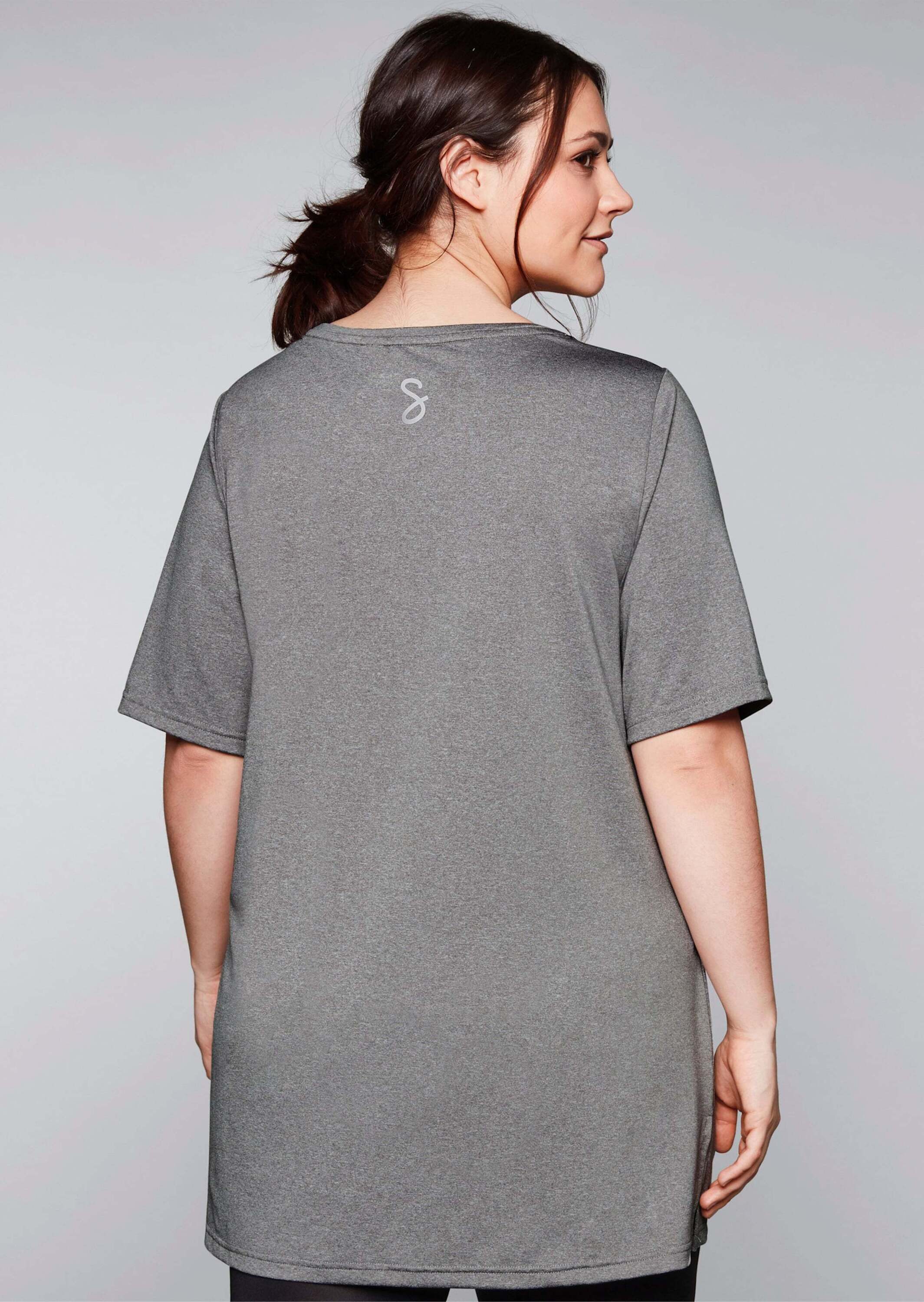 Sheego Trainingsshirt Longshirt Kurzarm