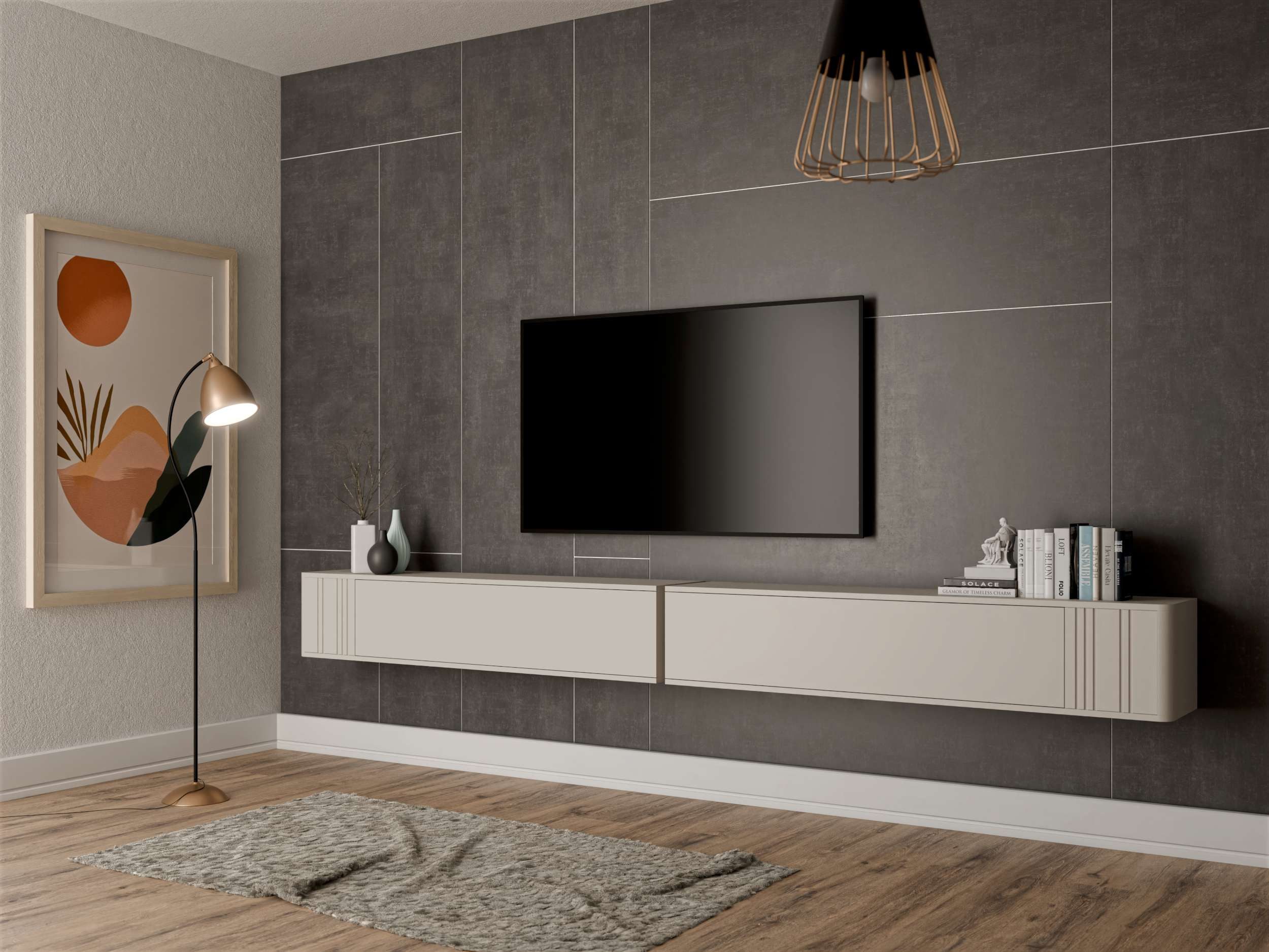 99rooms Wohnwand Liza, (Set (2-set), Garderoben-Set), Modern Design, Wandmontage nötig, Grifflos - PUSH-CLICK