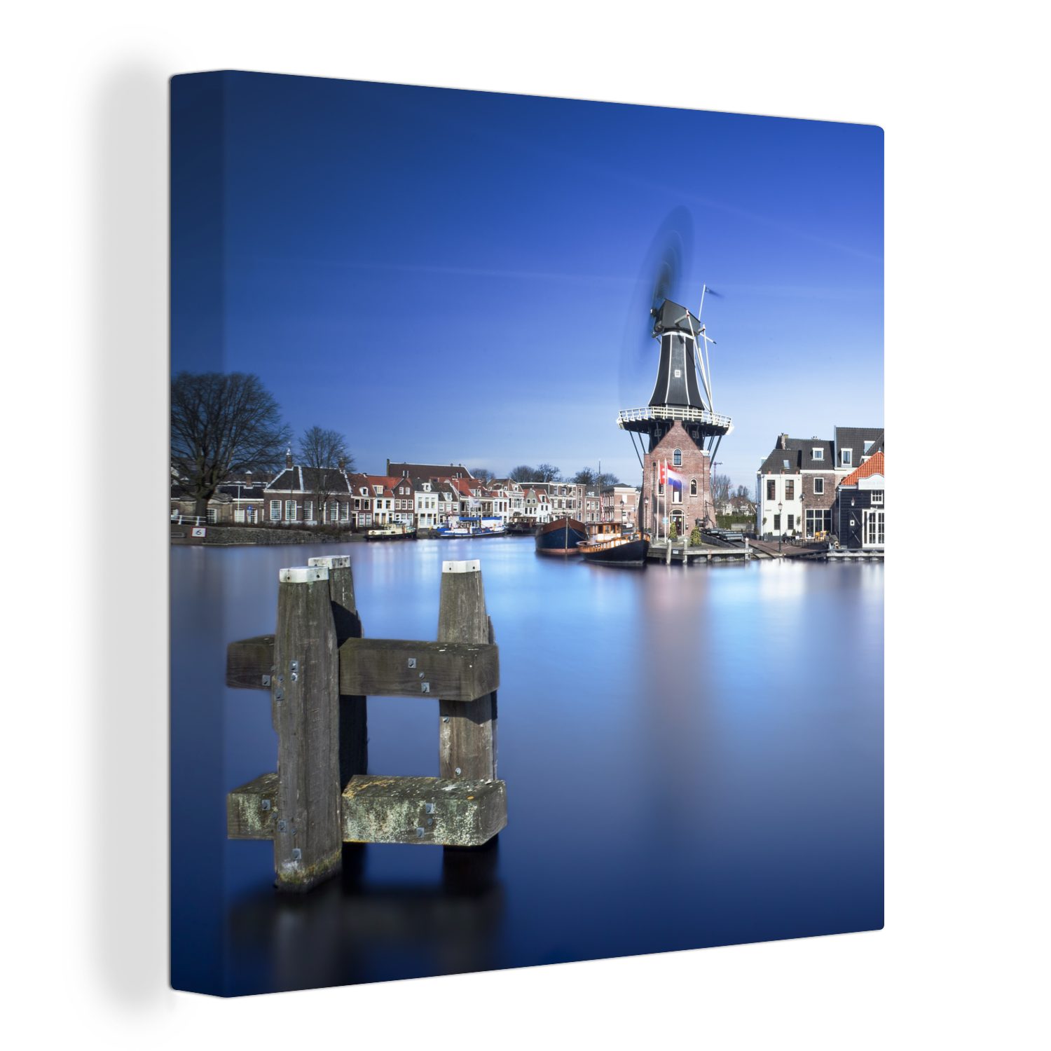 OneMillionCanvasses® Leinwandbild Wasser - Haus - Haarlem, (1 St), Leinwand Bilder für Wohnzimmer Schlafzimmer
