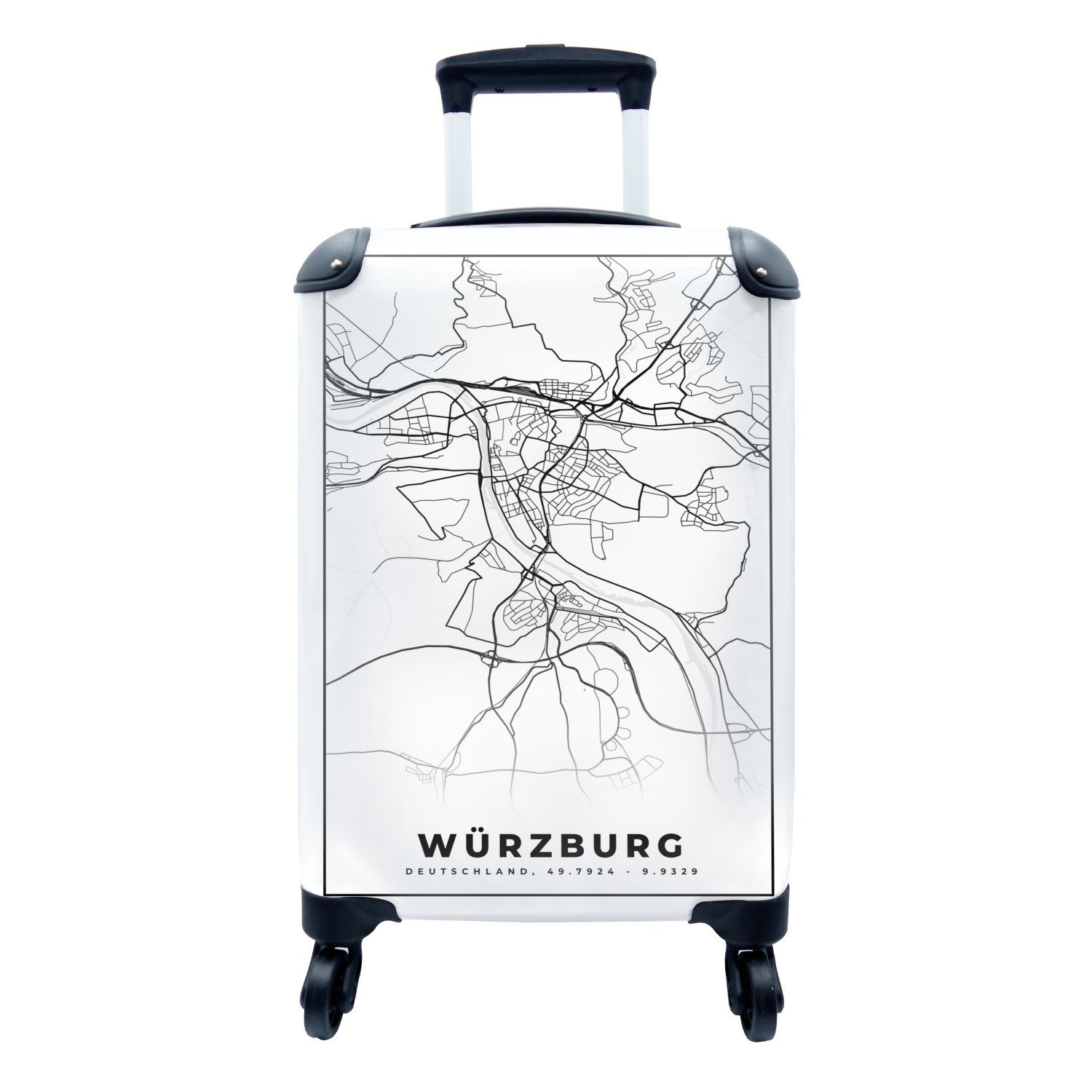 Rollen, Reisetasche rollen, Stadtplan Trolley, Handgepäck - MuchoWow Würzburg Wegbeschreibung, Karte Handgepäckkoffer 4 Ferien, - mit für Reisekoffer -