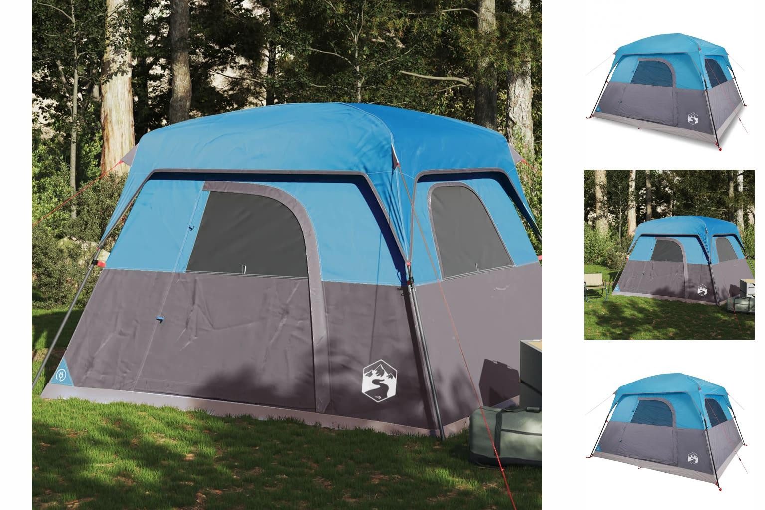 vidaXL Vorzelt Campingzelt 4 Personen Blau Wasserdicht