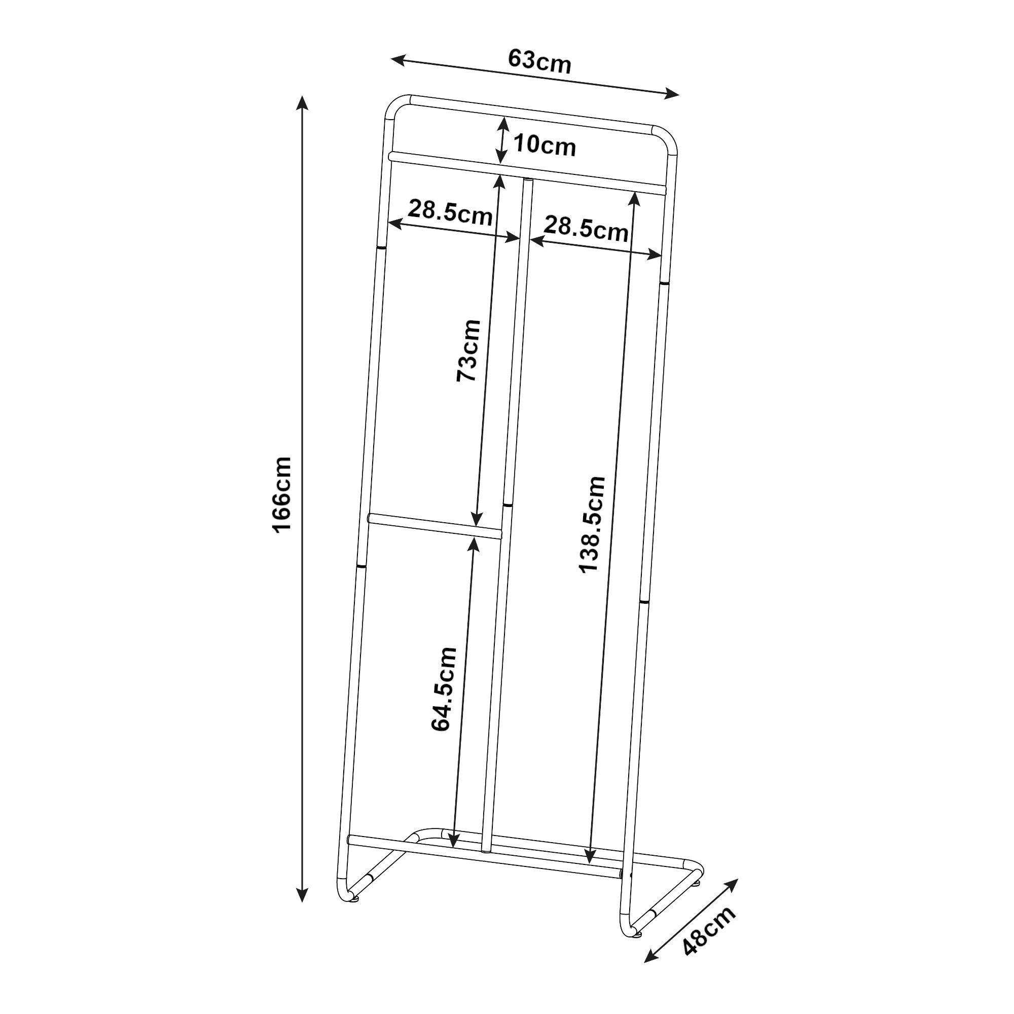 en.casa Garderobenständer, Kleiderständer »Sandviken« 166x63x48 cm Stahl Schwarz