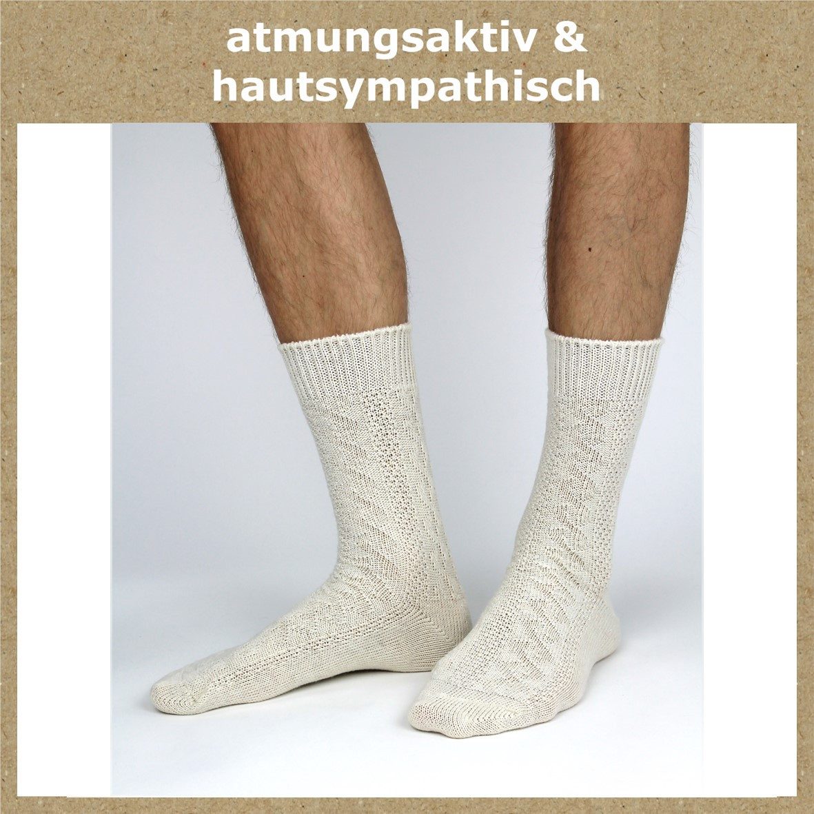 GAWILO Trachtensocken für Herren mit urigem Zopfmuster in grau & natur mit günstig online kaufen