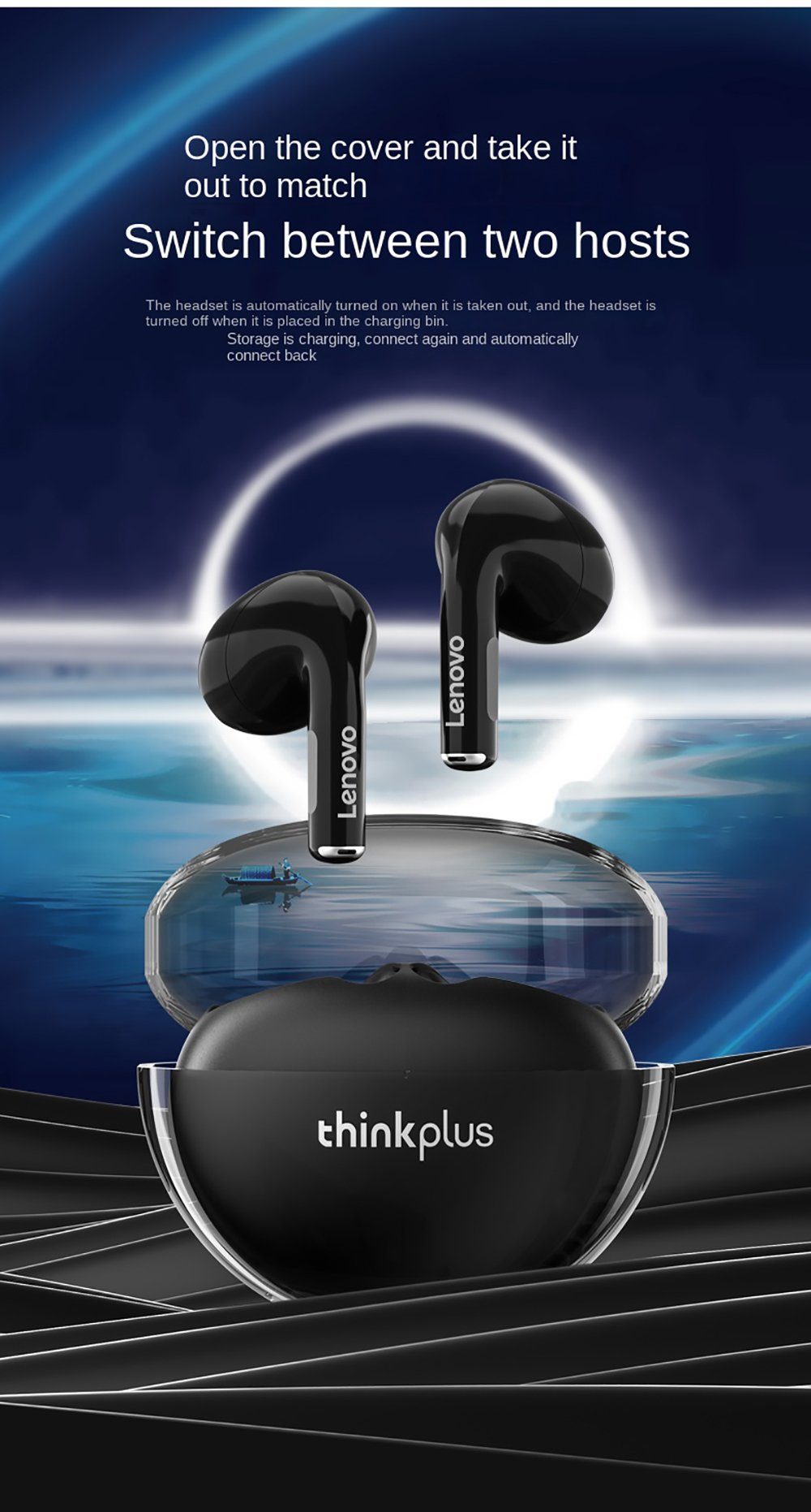 Bluetooth mit - Touch-Steuerung Kopfhörer-Ladehülle RGB) mAh Weiß kabellos, 5.3, Bluetooth-Kopfhörer Wireless, Weiß-RGB Lenovo LP80 Stereo-Ohrhörer Pro Assistant, Siri, 280 (True Google