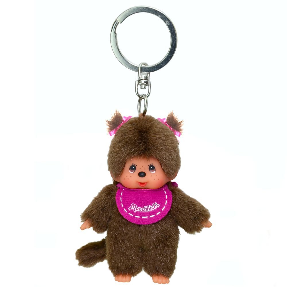 Monchhichi Plüschfigur Mädchen rosa Anhänger 10 cm Monchhichi Sekiguchi Schlüsselanhänger