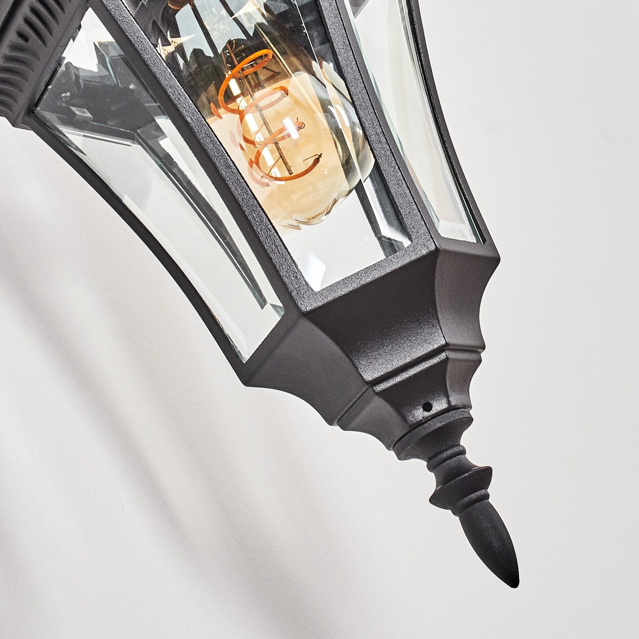 hofstein Außen-Wandleuchte Außenwandlampe aus Metall/Glas in Schwarz/Klar, ohne Leuchtmittel, Außenwandleuchte im Retro/Vintage/Antik/Landhaus-Design, E27, IP44