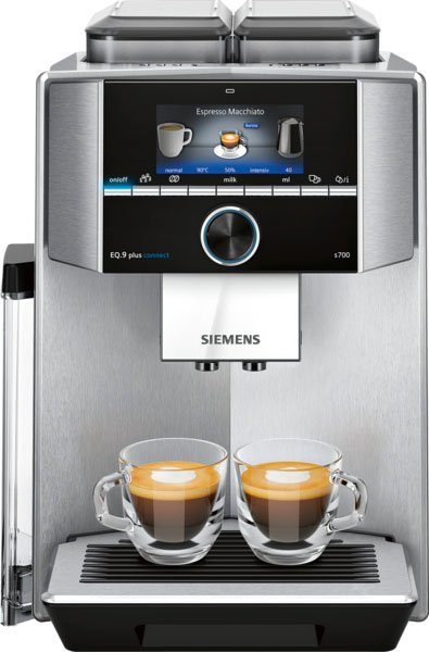 SIEMENS Kaffeevollautomat EQ.9 plus connect s700 TI9578X1DE 2 separate Bohnenbehälter 2 Mahlwerke extra leise bis zu 10 Profile