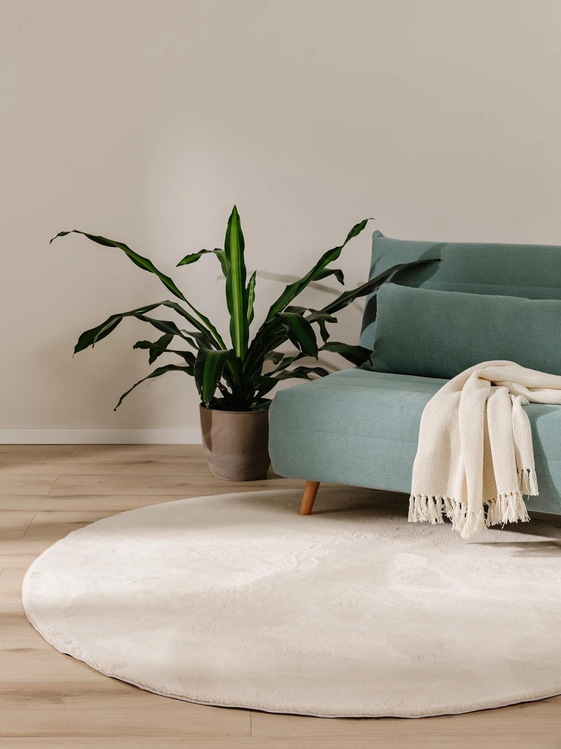 benuta Fellteppich Furry, rund, Höhe: 11 mm, Teppich Wohnzimmer, Esszimmer, Schlafzimmer, Flur, Weich, Rutschfest