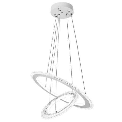 UISEBRT LED Pendelleuchte Hängeleuchte Modern Kristall Kronleuchter Hängelampe Höhenverstellbar, 2/3 Ring Deckenlampe Acryl Leuchte für Wohnzimmer