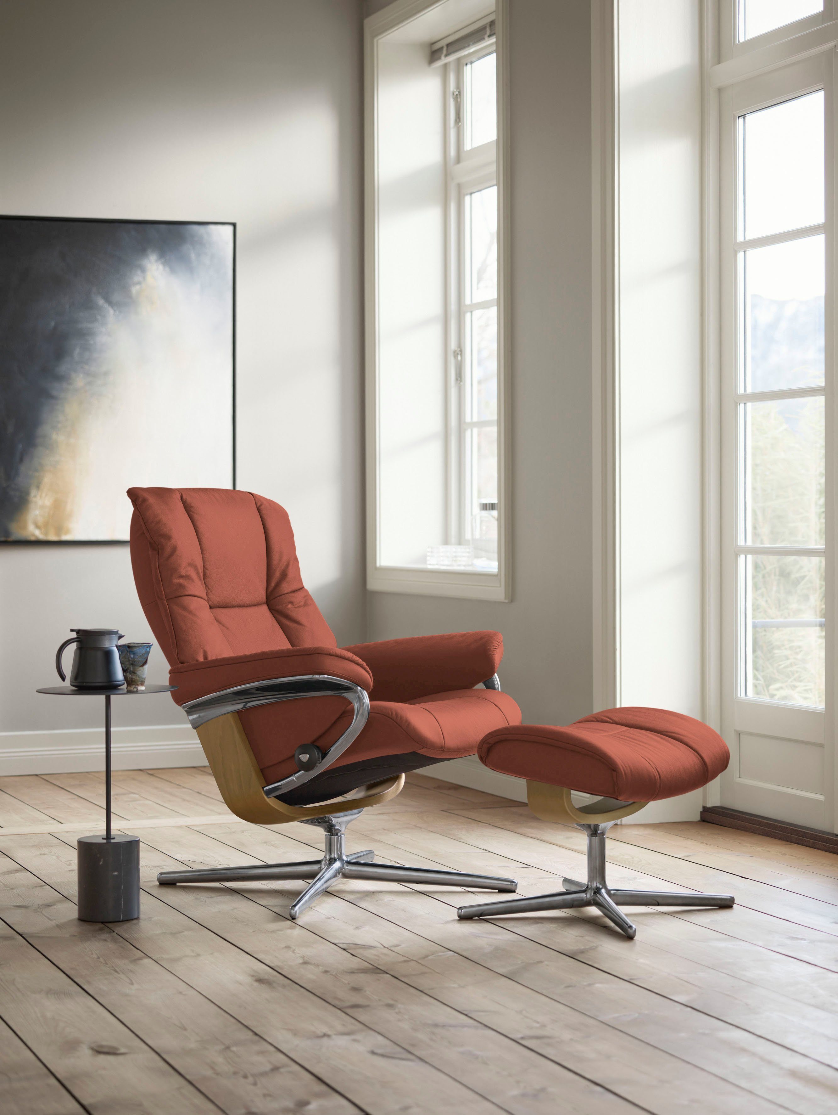 Stressless® Relaxsessel Holzakzent Base, M Eiche Relaxsessel Größe mit mit Hocker), mit (Set, Mayfair L, S, & Cross Hocker