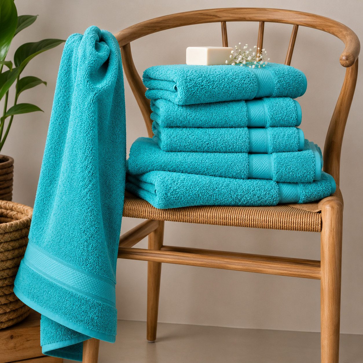 Komfortec Handtuch Set 4x Premium Badetuch Set - 70x140 cm, Frottee (4-St), 4x Handtuch-Set, 100% Baumwolle, mit Bordüre, Weich & Saugstark – Bild 4 von 5
