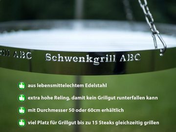 schwenkgrill-abc Holzkohlegrill, Komplett-Set, Schwenkgrill Dreibein mit Grillrost 140x140x180 cm