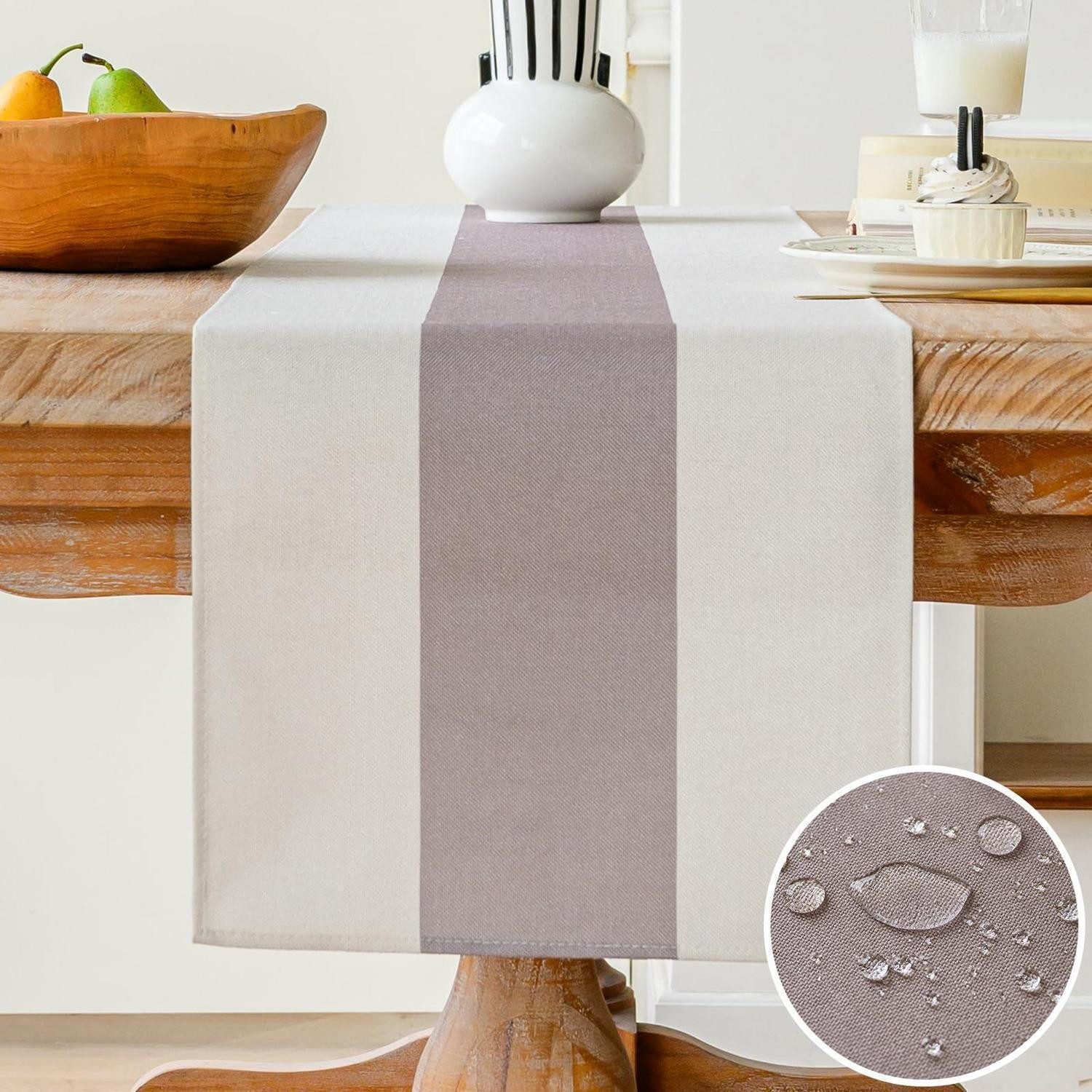 LuxusKollektion Tischläufer Tischläufer Modern Wasserabweisend Beige 33x120cm (1-tlg)