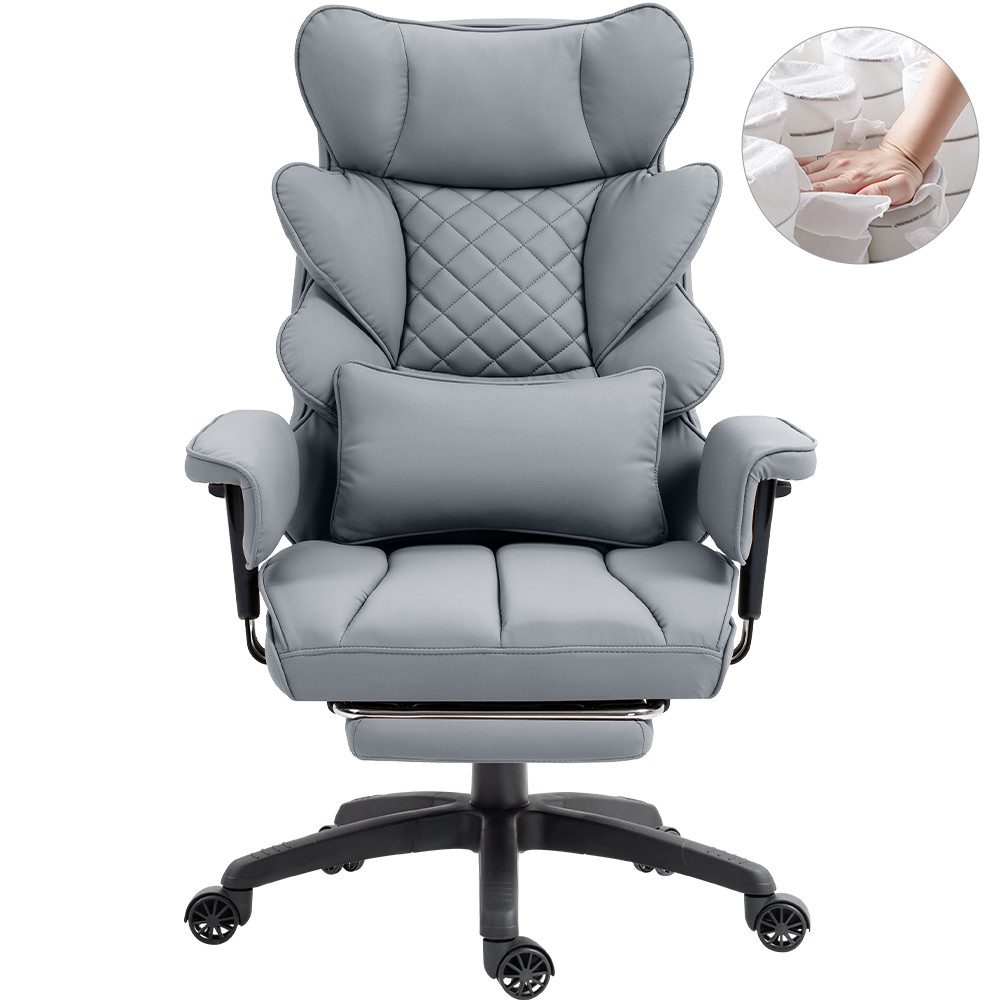 Dowinx Gaming-Stuhl Bürostuhl Ergonomisch mit Taschenfeder-Kissen (Packung), Chefsessel mit weiche Rückenlehne und verstellbare Lendenkissen