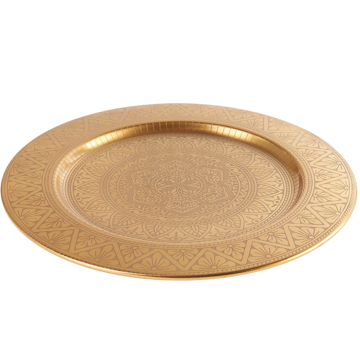 Marrakesch Orient & Mediterran Interior Dekotablett Orientalische Dekoteller Serviertablett Manar Gold (1 St), Handarbeit