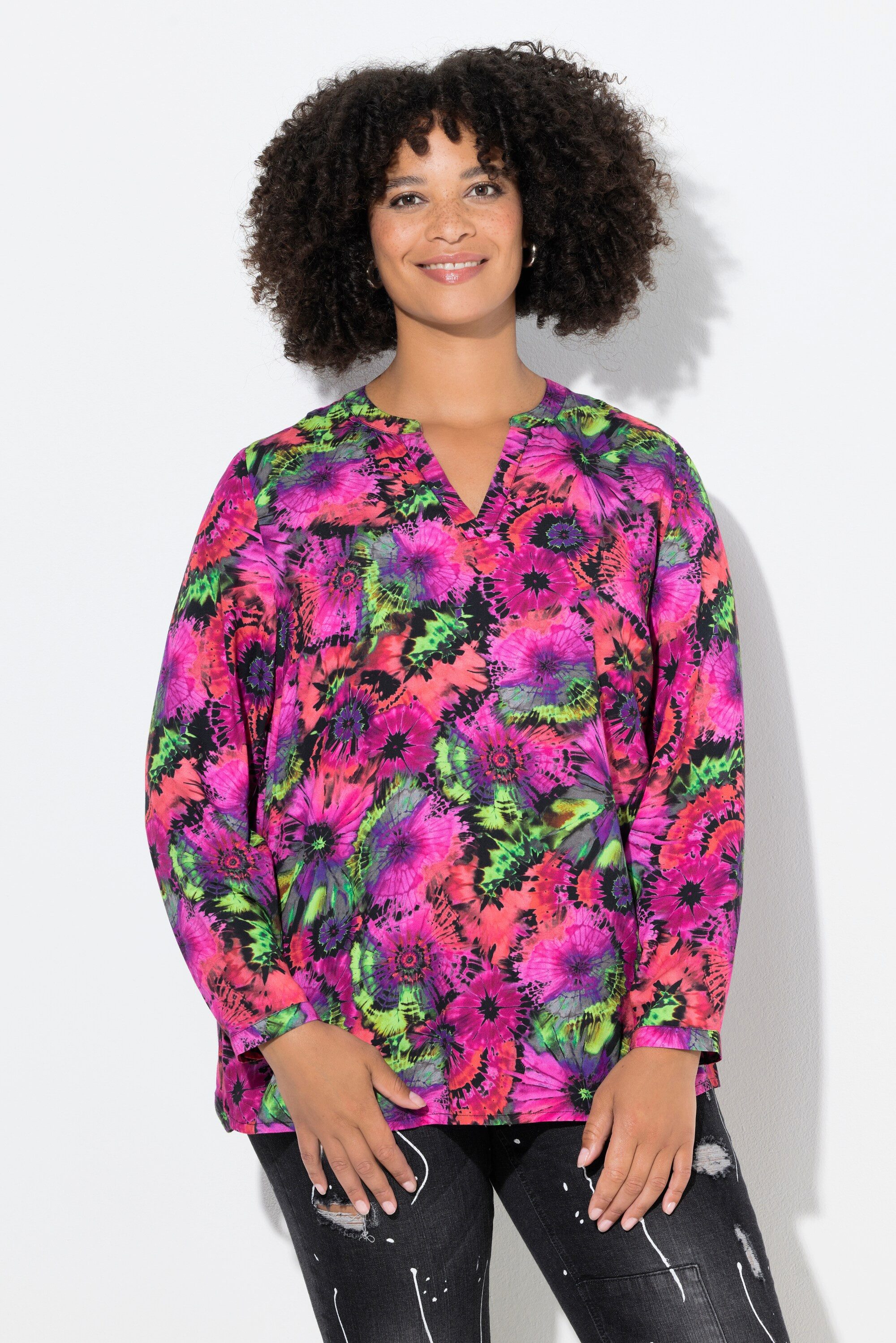 Angel of Style Tunika Tunika farbiges Batik-Muster Langarm günstig online kaufen