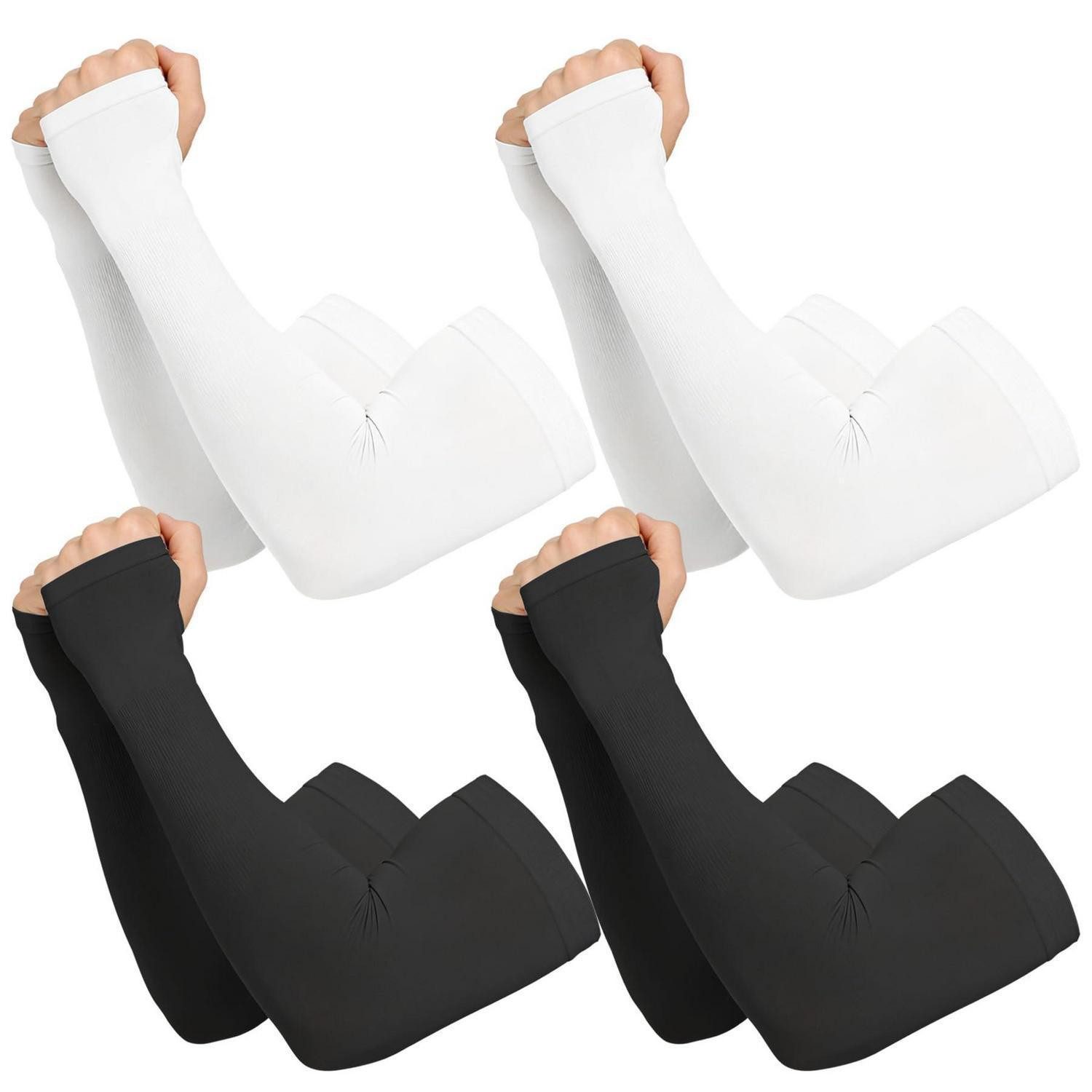 LuxusKollektion Armstulpen Armstulpen 4er Set UV Schutz Atmungsaktiv Schwarz/Weiß