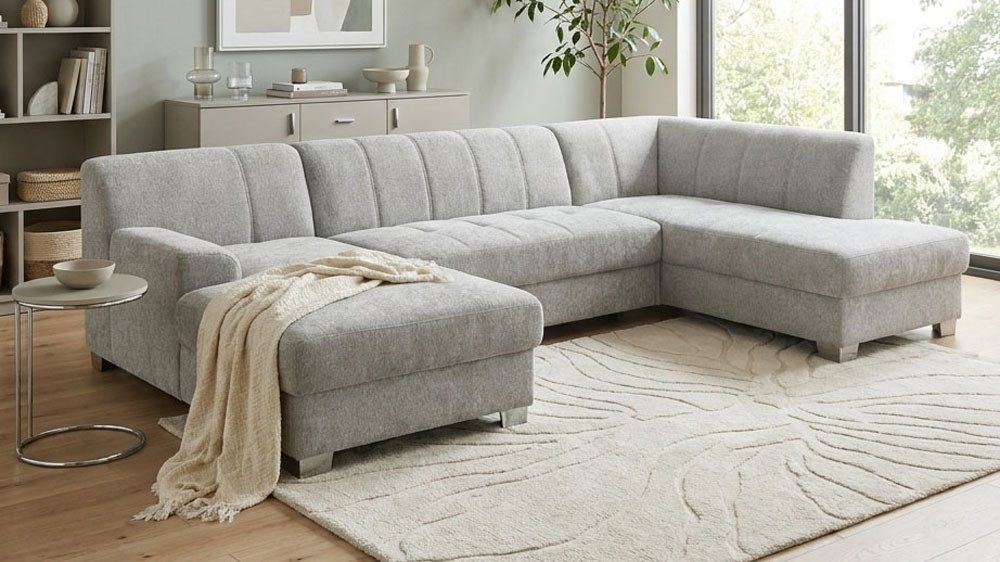 OTTO home Wohnlandschaft Lolland 296 x 195 cm, modern, mit Steppungen, mittelfester Sitz, mit Schlaffunktion, U-Form, aus Pet Friendly Bezug