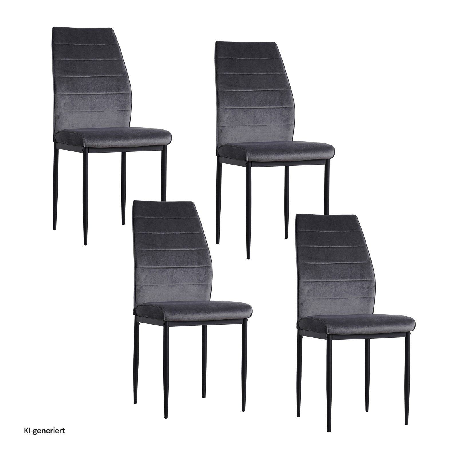 HTI-Living Polsterstuhl Esszimmerstuhl Madison Samt Grau 4er-Set (Set, 4 St), Polsterstuhl Velvet