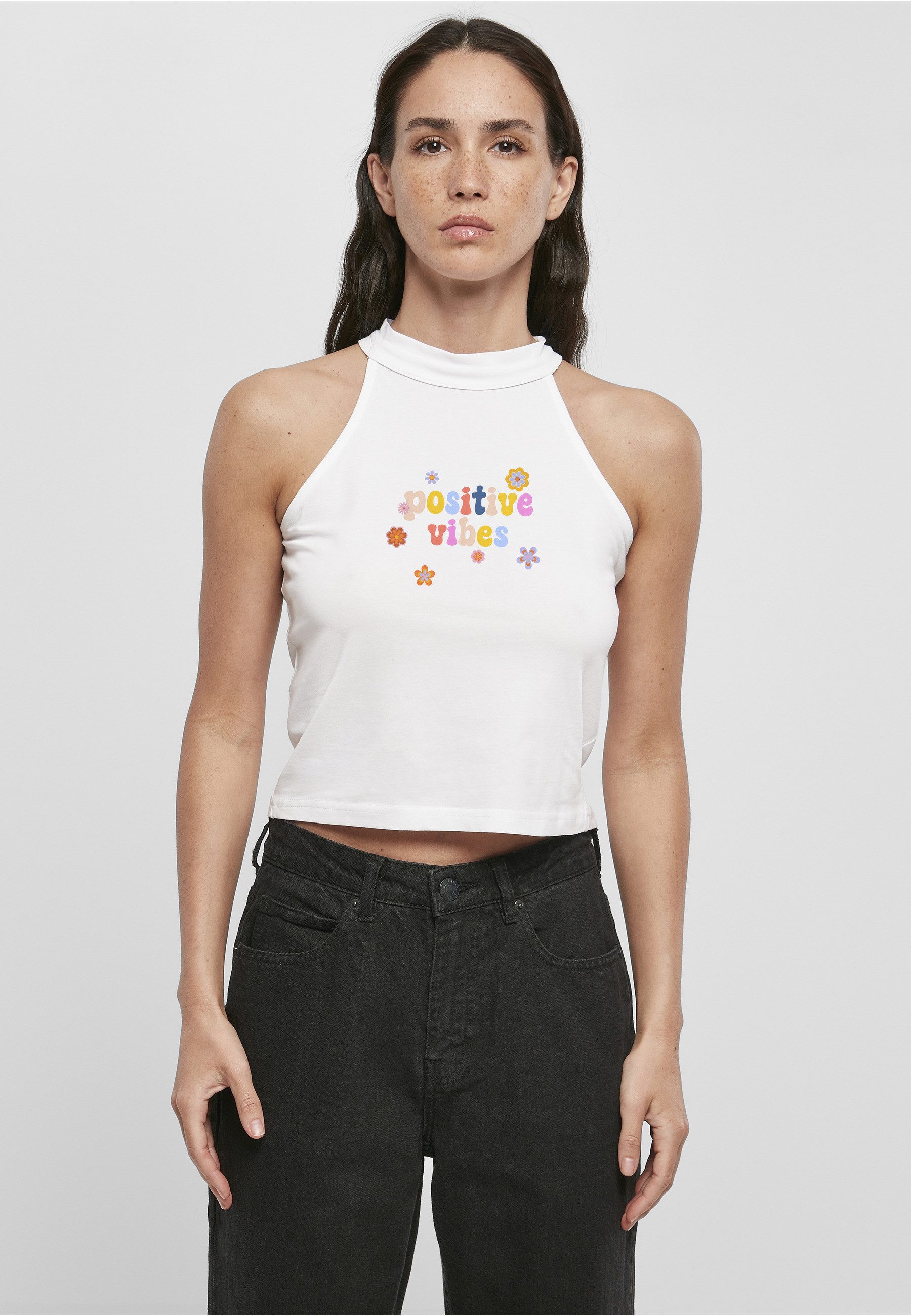 Miss Tee Tanktop Miss Tee Damen Positive Vibes Turtleneck Short Top (1-tlg)
