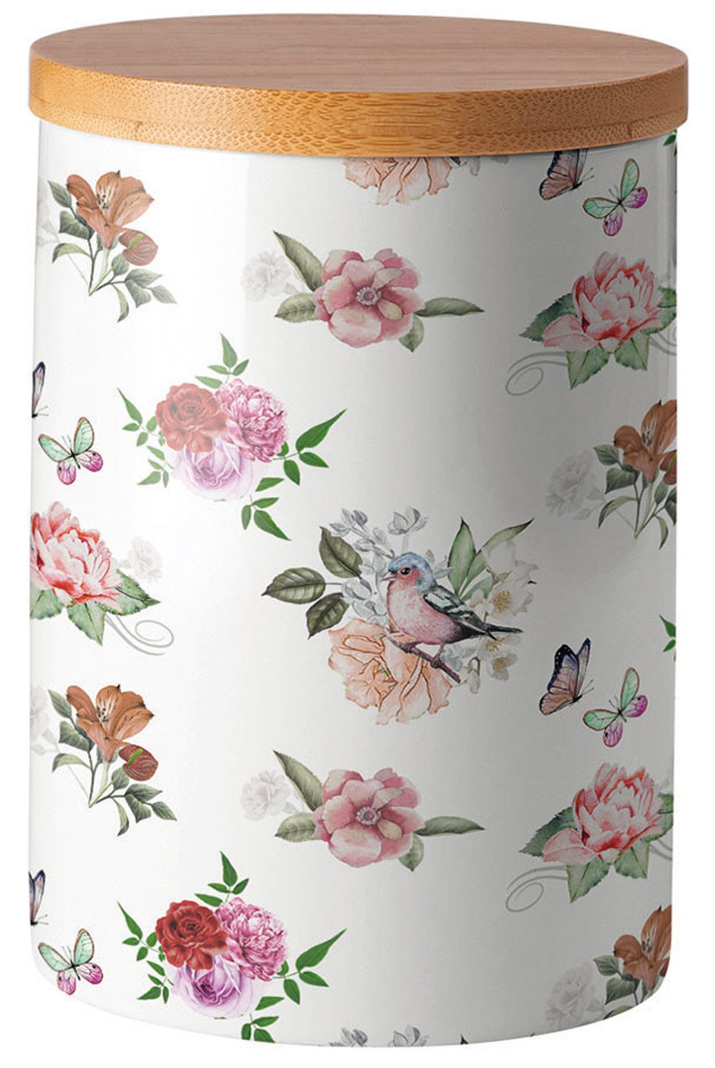 Ambiente® Vorratsdose Charlotte, Porzellan, (2-tlg., Vorratsdose mit Deckel), Porzellan Bambusdeckel New Bone China Ø 10cm Höhe 13,5cm Volumen 0,62l