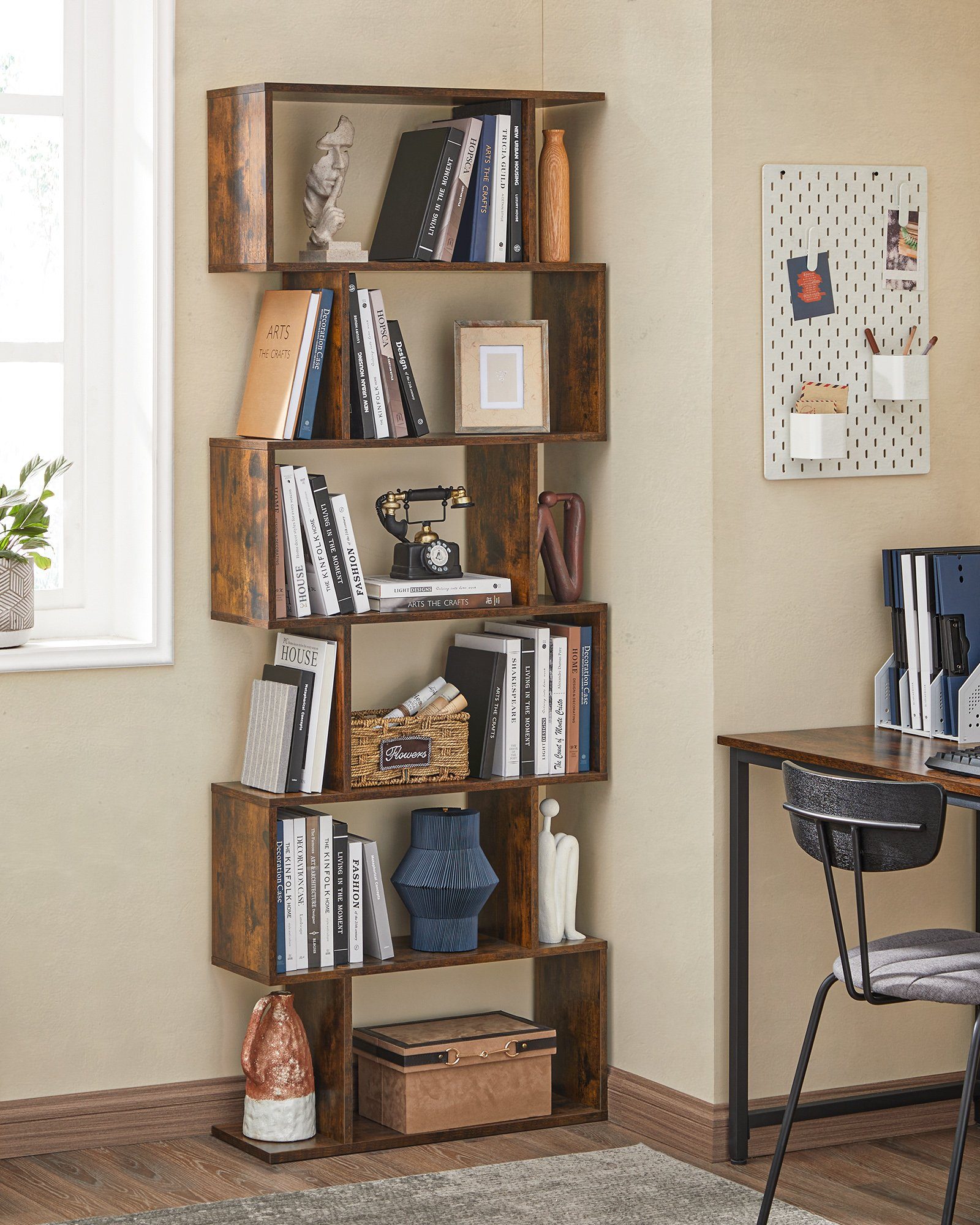 VASAGLE Bücherregal 2er Set Standregal mit 6 Ebenen, 1-tlg., Wohnzimmer Schlafzimmer Büro, freistehend, modern, zur Präsentation – Bild 4 von 5