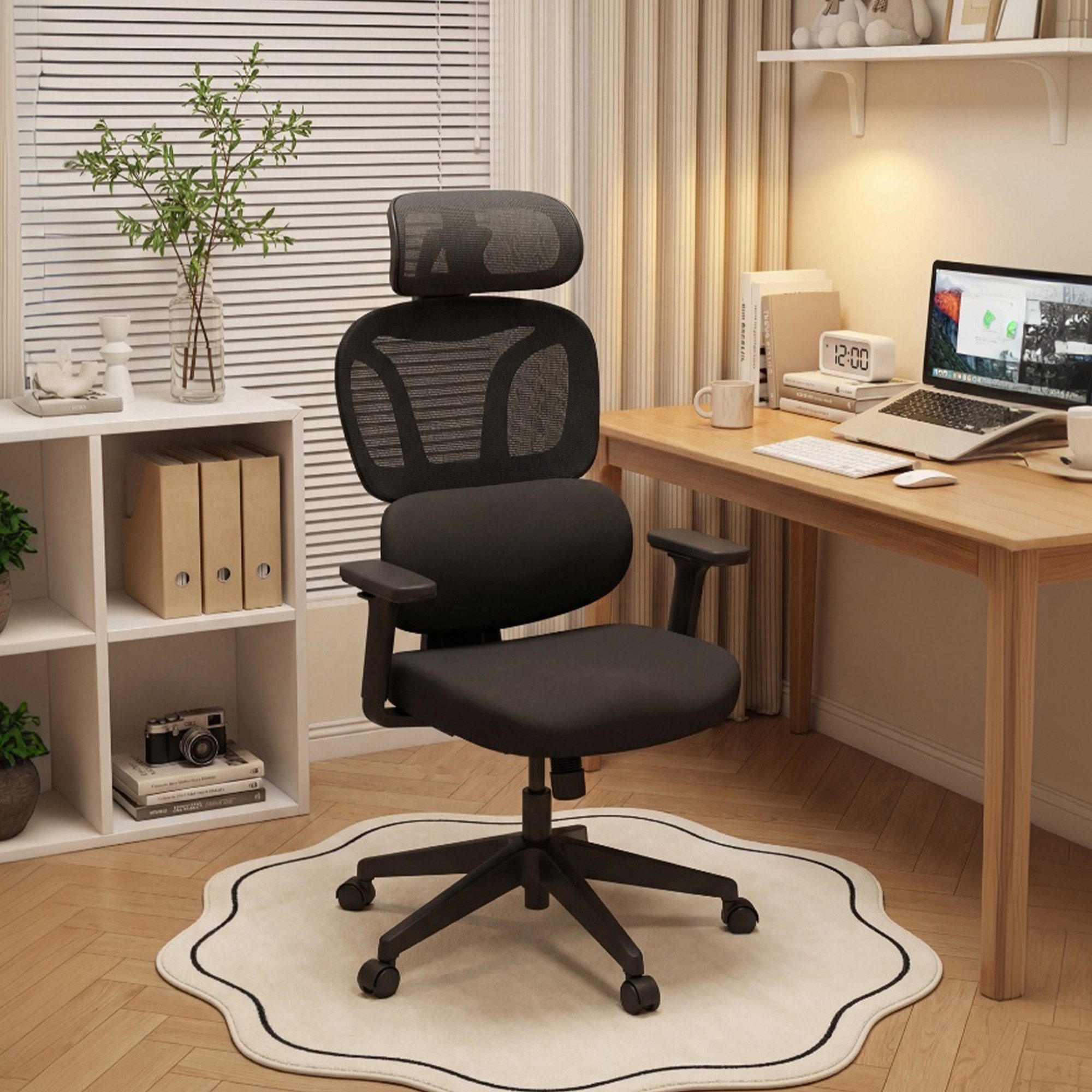 welax Bürostuhl mit Netzbezug und verstellbarer Kopfstütze, ergonomischer Drehstuhl (1 St), Computerstuhl oder Schreibtischstuhl – für Büro & Homeoffice
