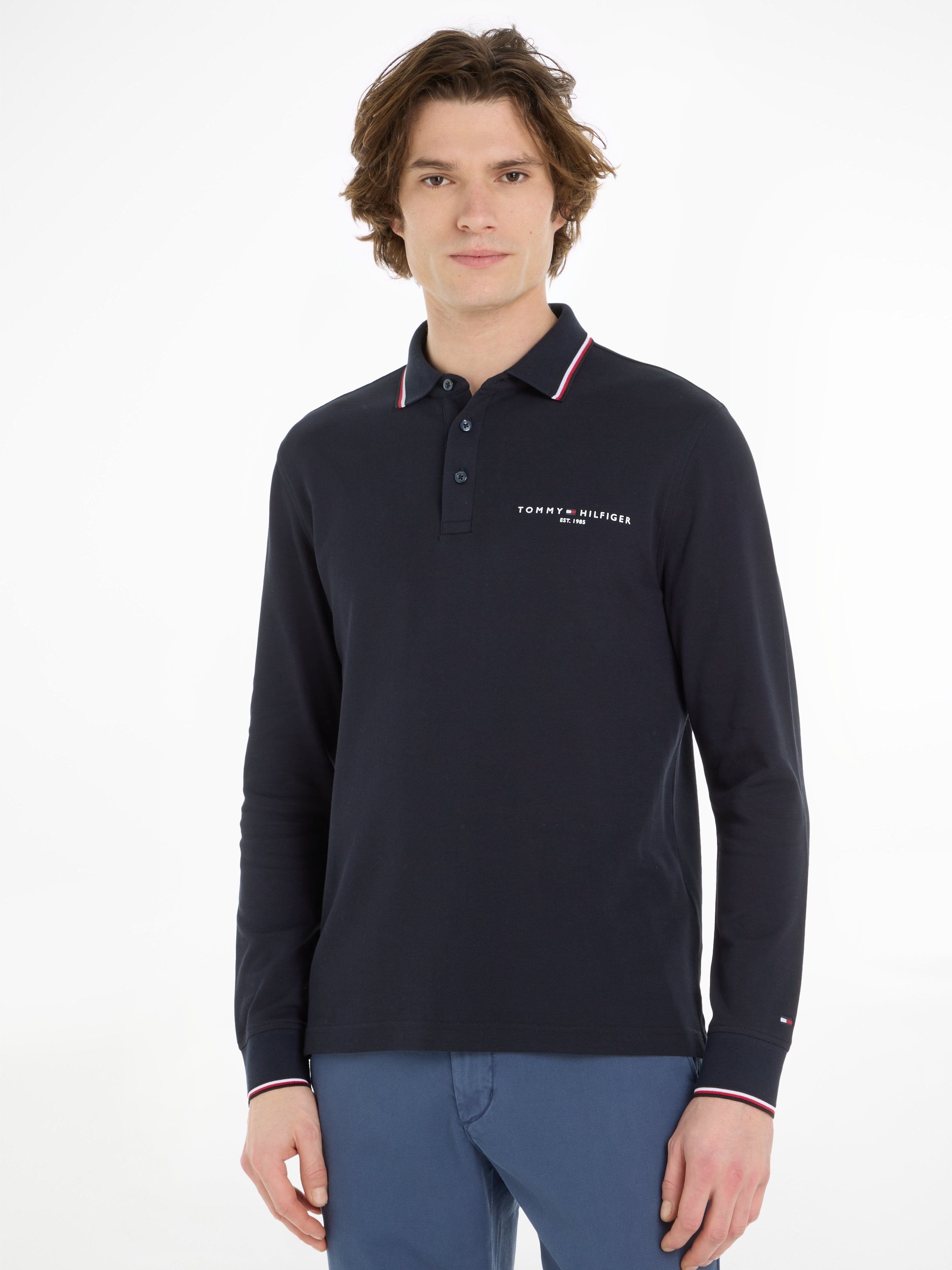 L/S SLIM TIPPED PLACE Hilfiger Langarm-Poloshirt Tommy POLO