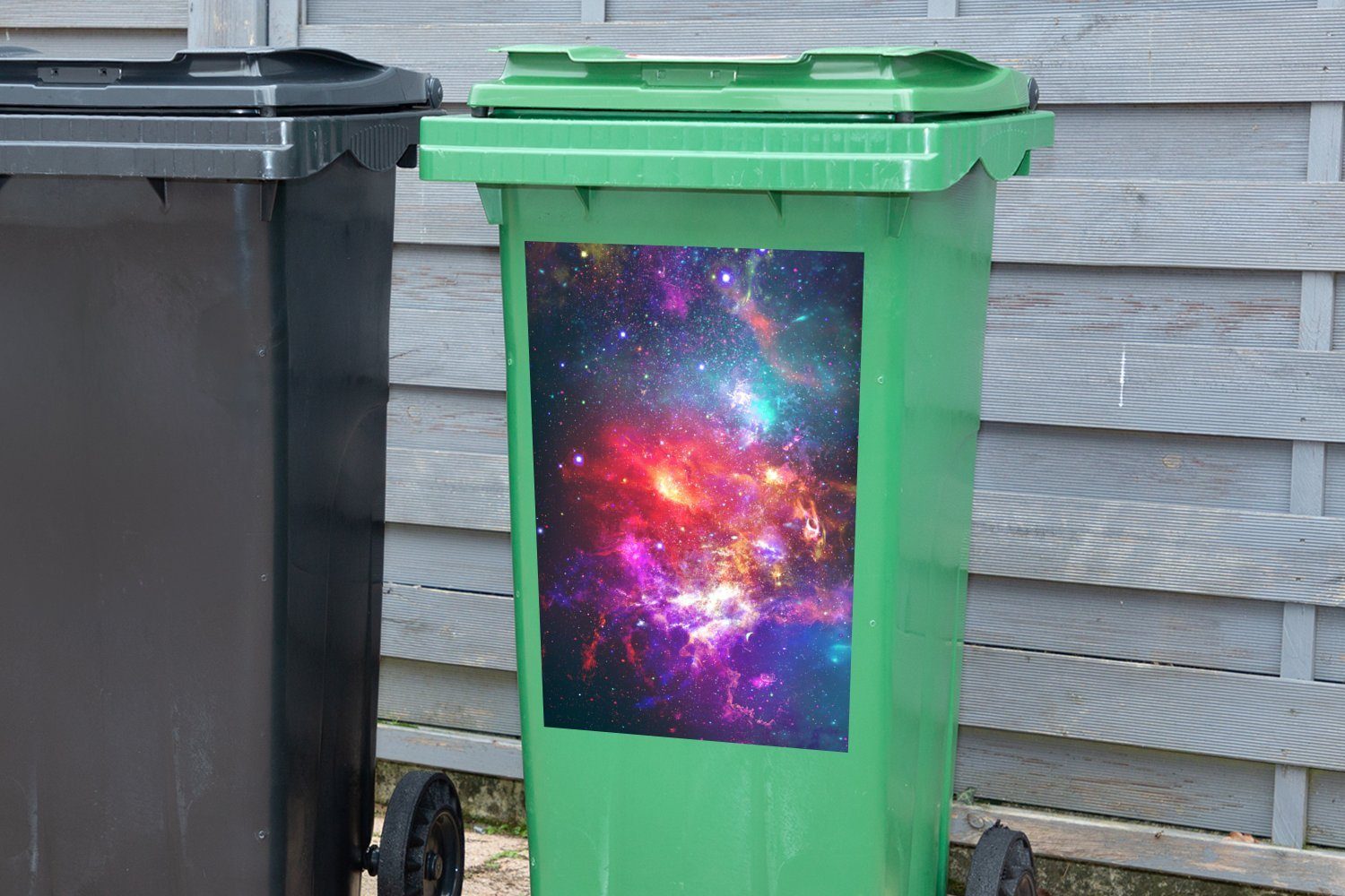 MuchoWow Wandsticker Sterne Farben Abfalbehälter Sticker, Mülleimer-aufkleber, Container, (1 - Weltraum - St), Mülltonne