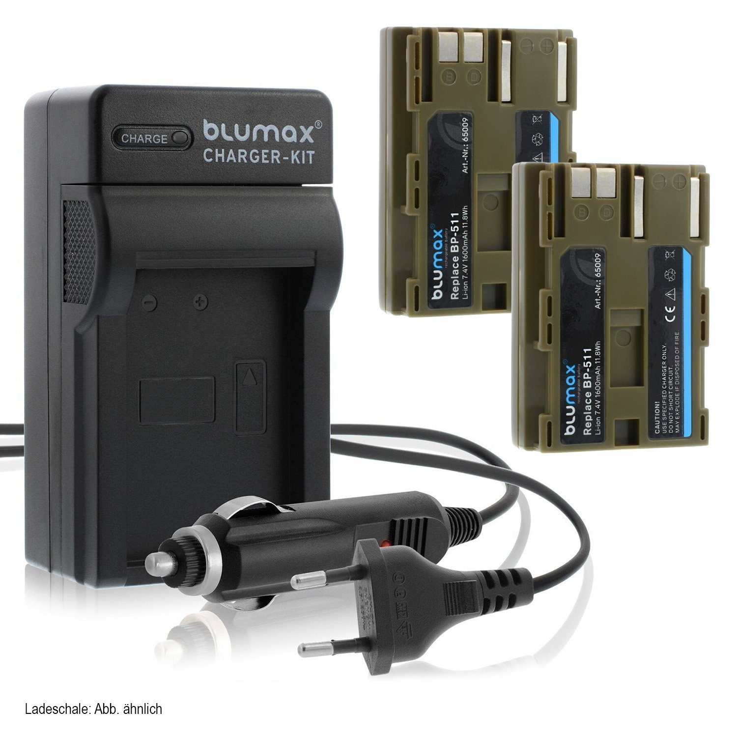 Blumax Set 1600 300D mAh für EOS Kamera-Akku 40D Canon Lader mit 50D