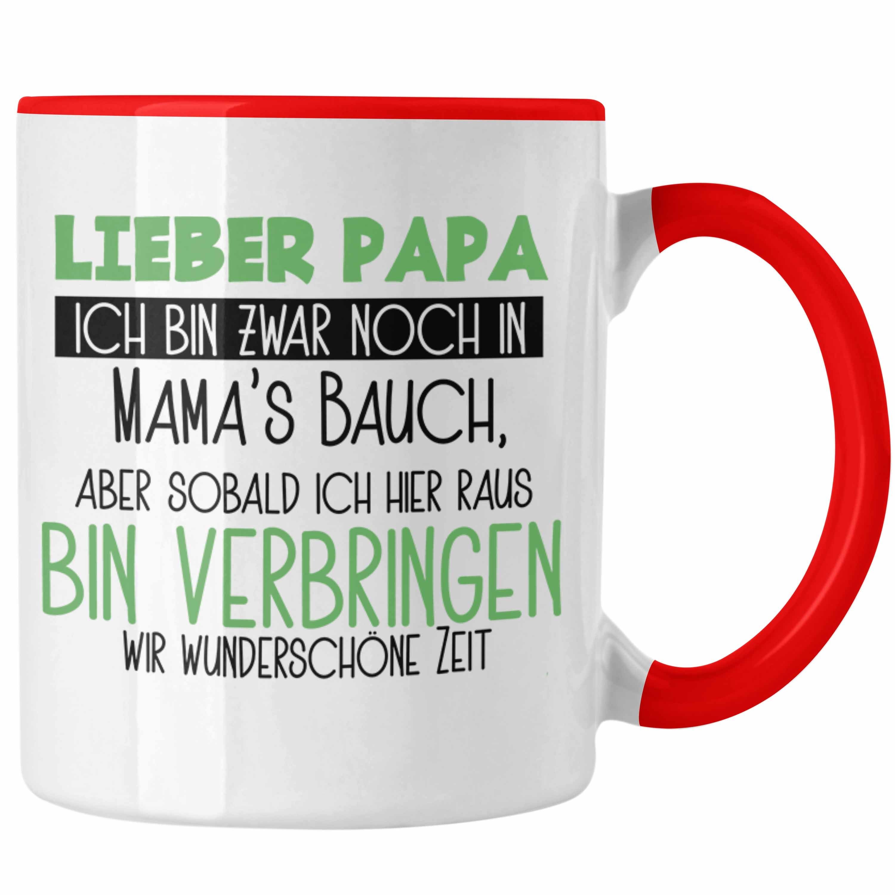 Trendation Tasse Schwangerschaft Tasse Geschenk für Papa Sohn Tochter Schwangerschafts Rot