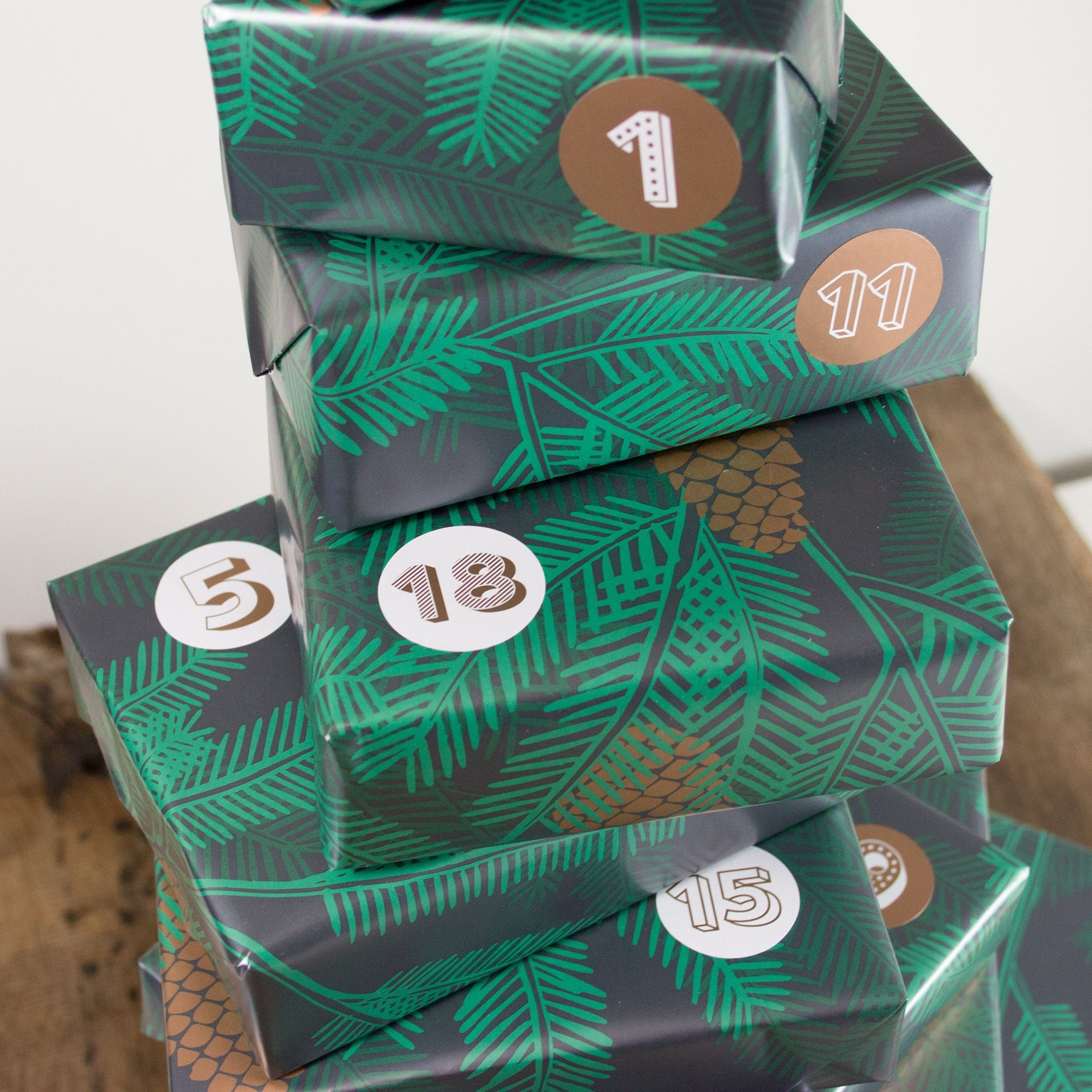 Bow & Hummingbird Adventskalender Aufkleber Adventskalender Kupfer