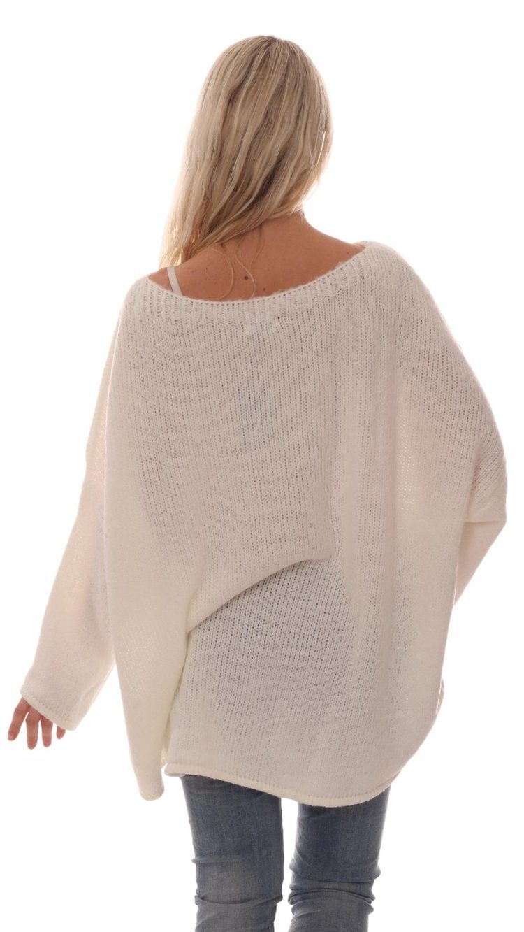 im Moda Oversize Look Strickpullover asymmetrischer Schnitt Charis "Adriana" Weiss