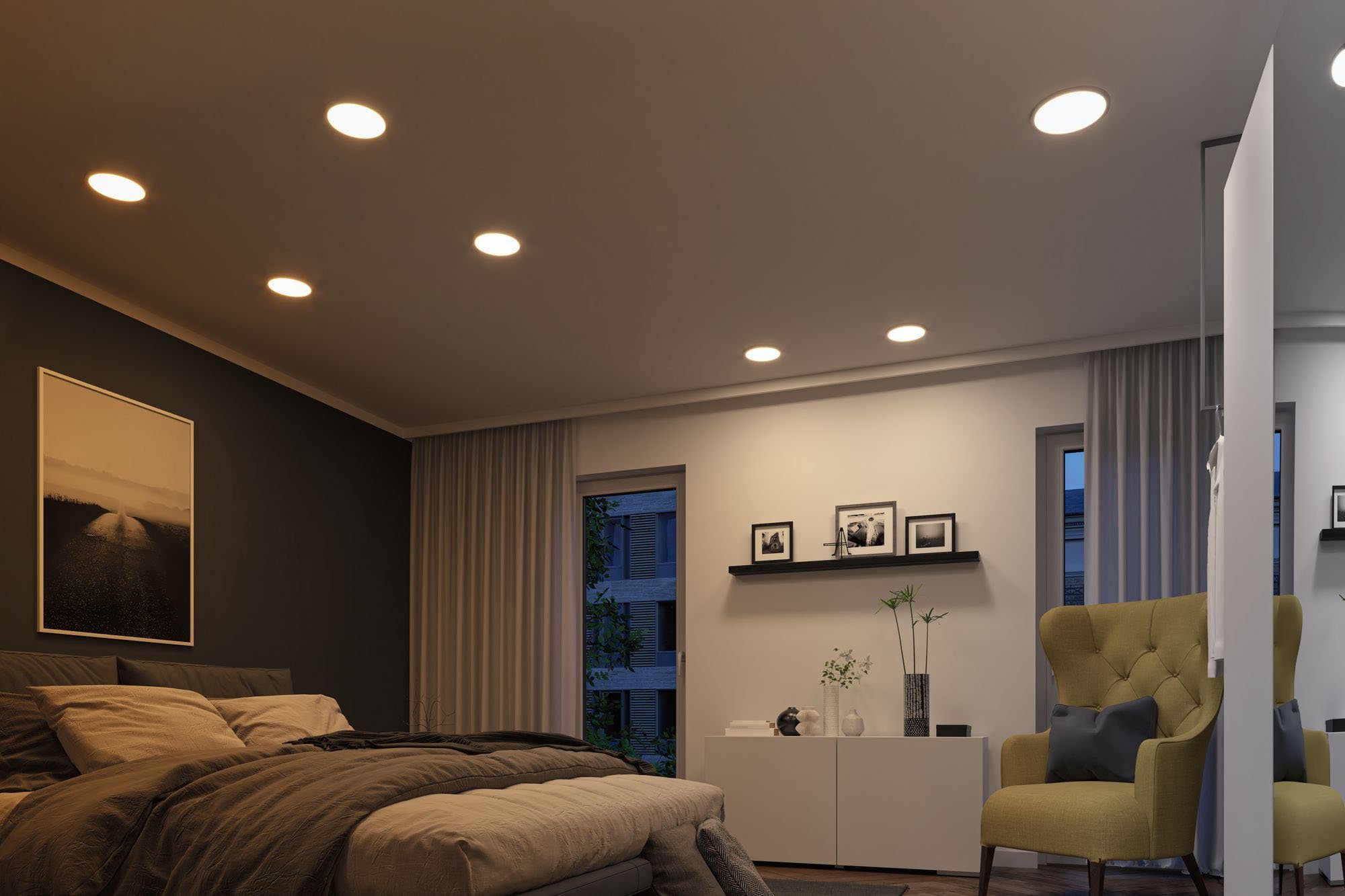 Paulmann LED Einbauleuchte LED für IP-Schutz: spritzwassergeschützt - WarmDim-Stepschaltung, Areo, Warmweiß, fest Memoryfunktion, LED-Modul, IP44 integriert, Feuchträume